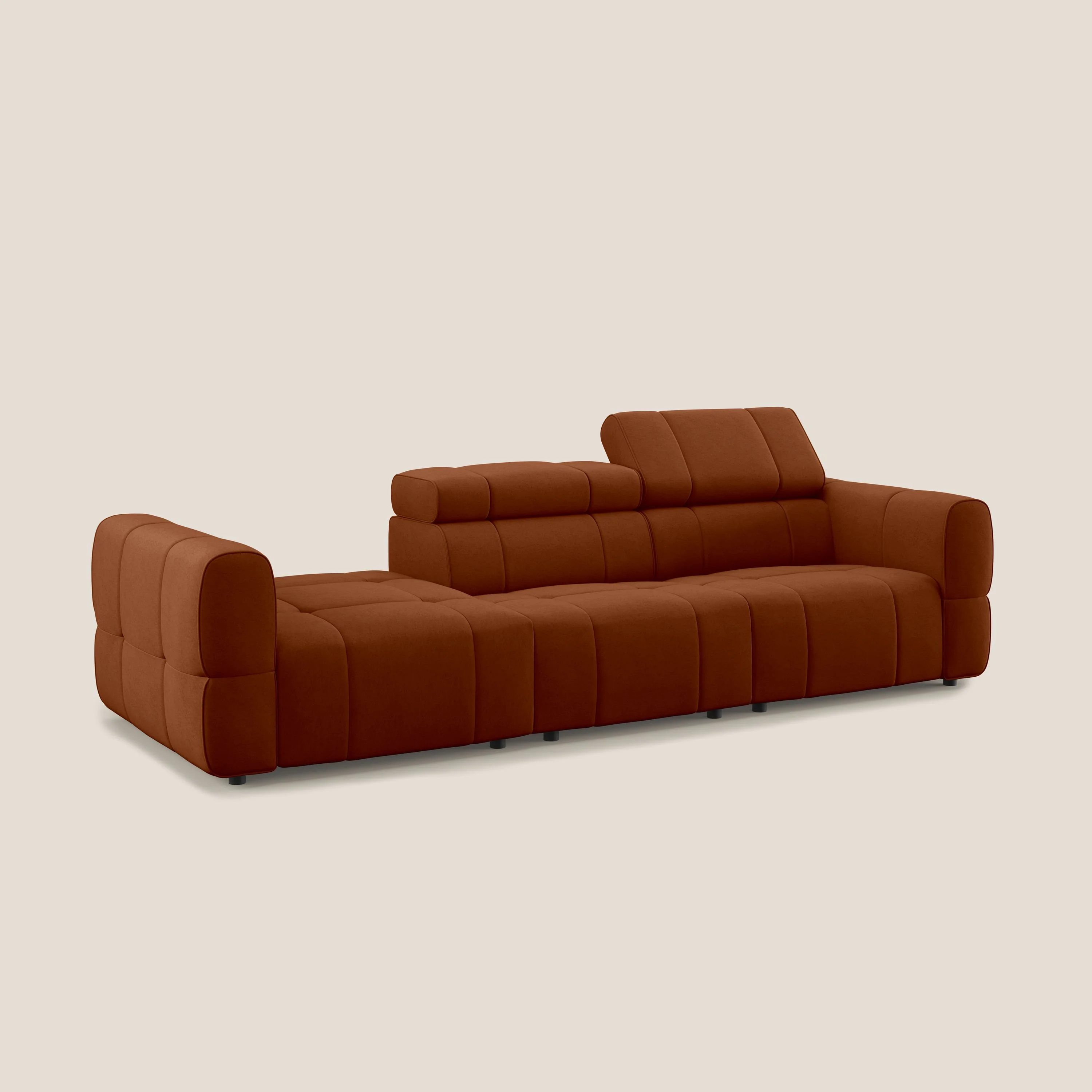 Giotto Canapé terminal avec option relax électrique en microfibre imperméable effet velours  T09 rouille - Image 4