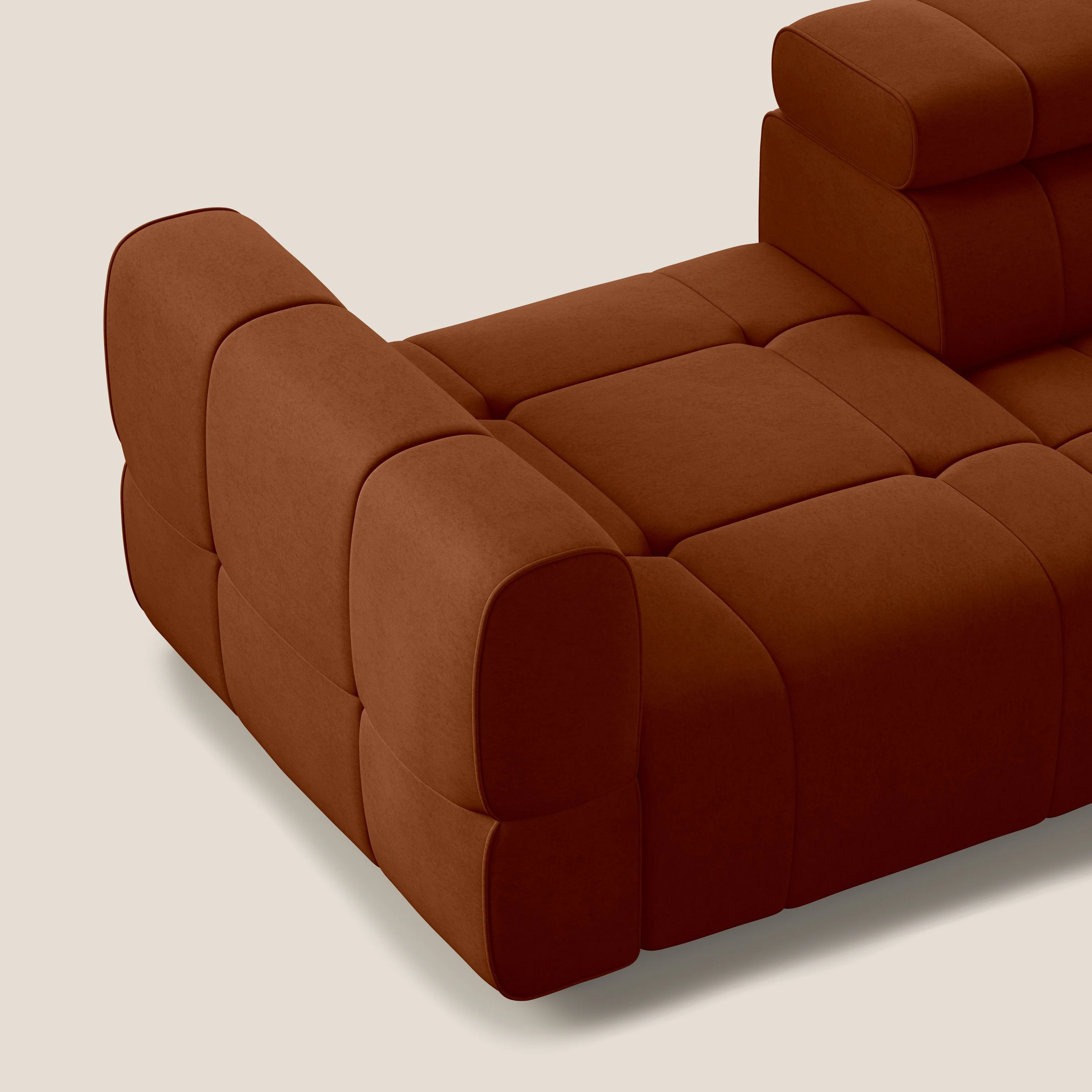 Giotto Canapé terminal avec option relax électrique en microfibre imperméable effet velours  T09 rouille - Image 7