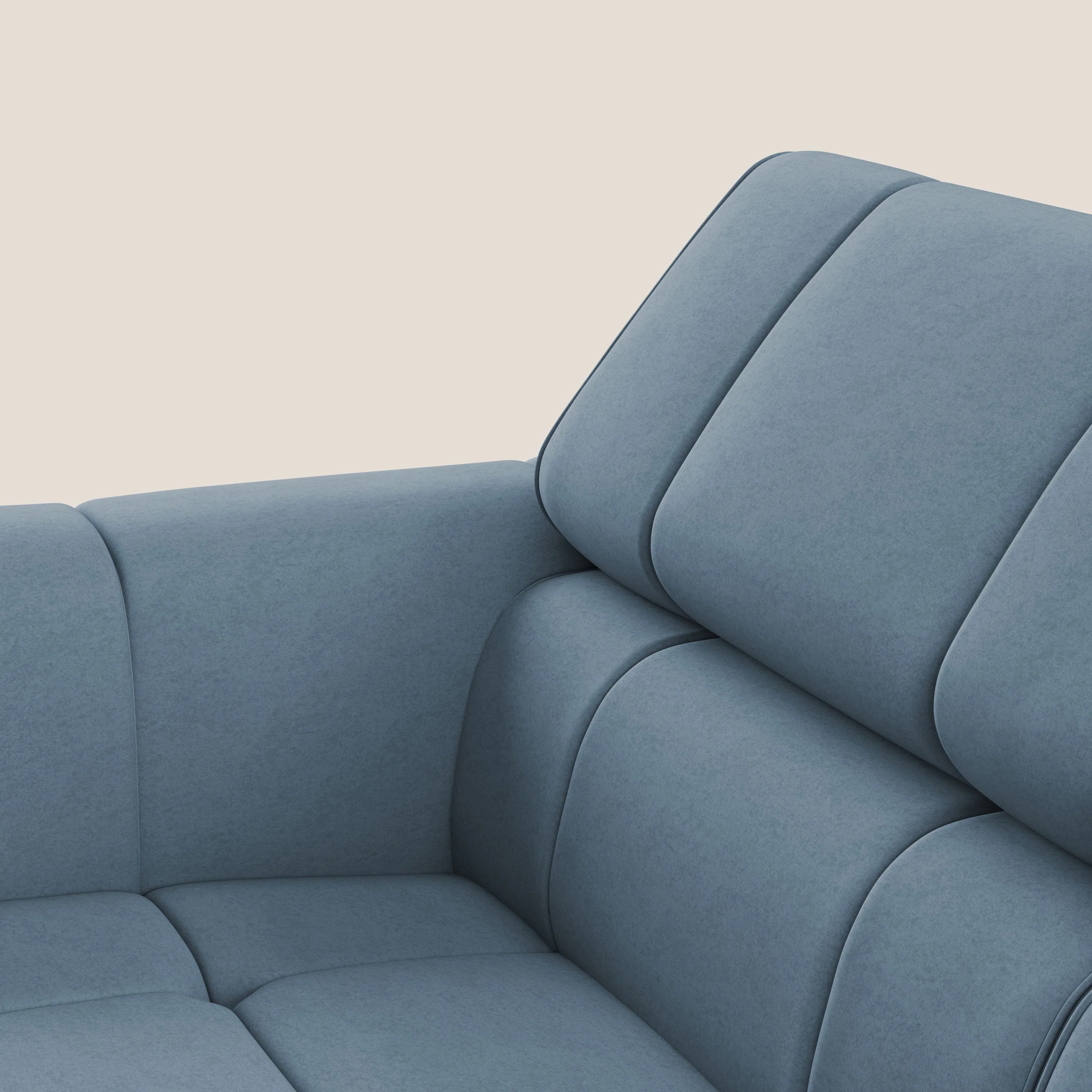 Giotto Canapé modulaire à  3 assises avec option relax électrique en microfibre imperméable effet velours T09 bleu gris - Image 7