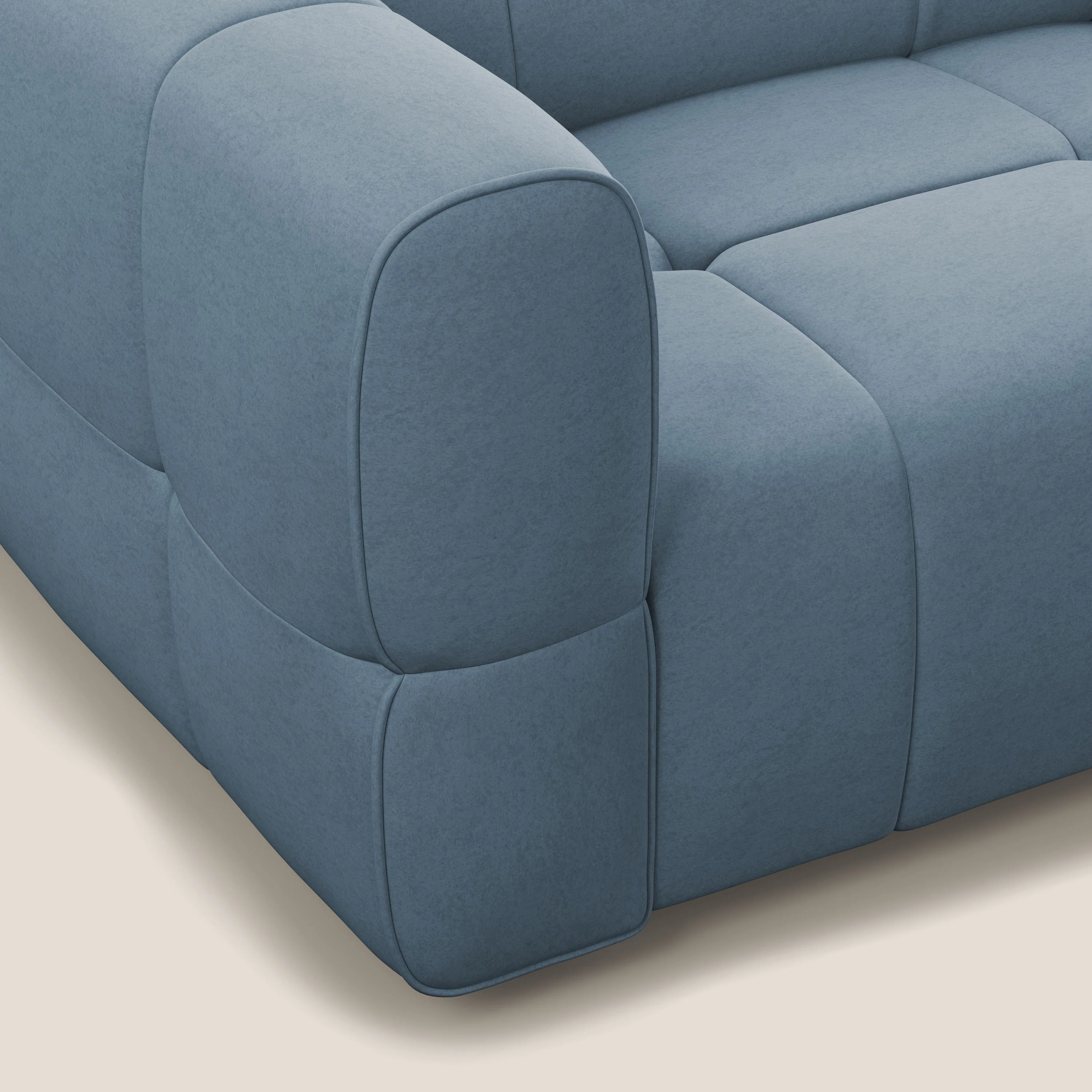 Giotto Canapé modulaire à  3 assises avec option relax électrique en microfibre imperméable effet velours T09 bleu gris - Image 8