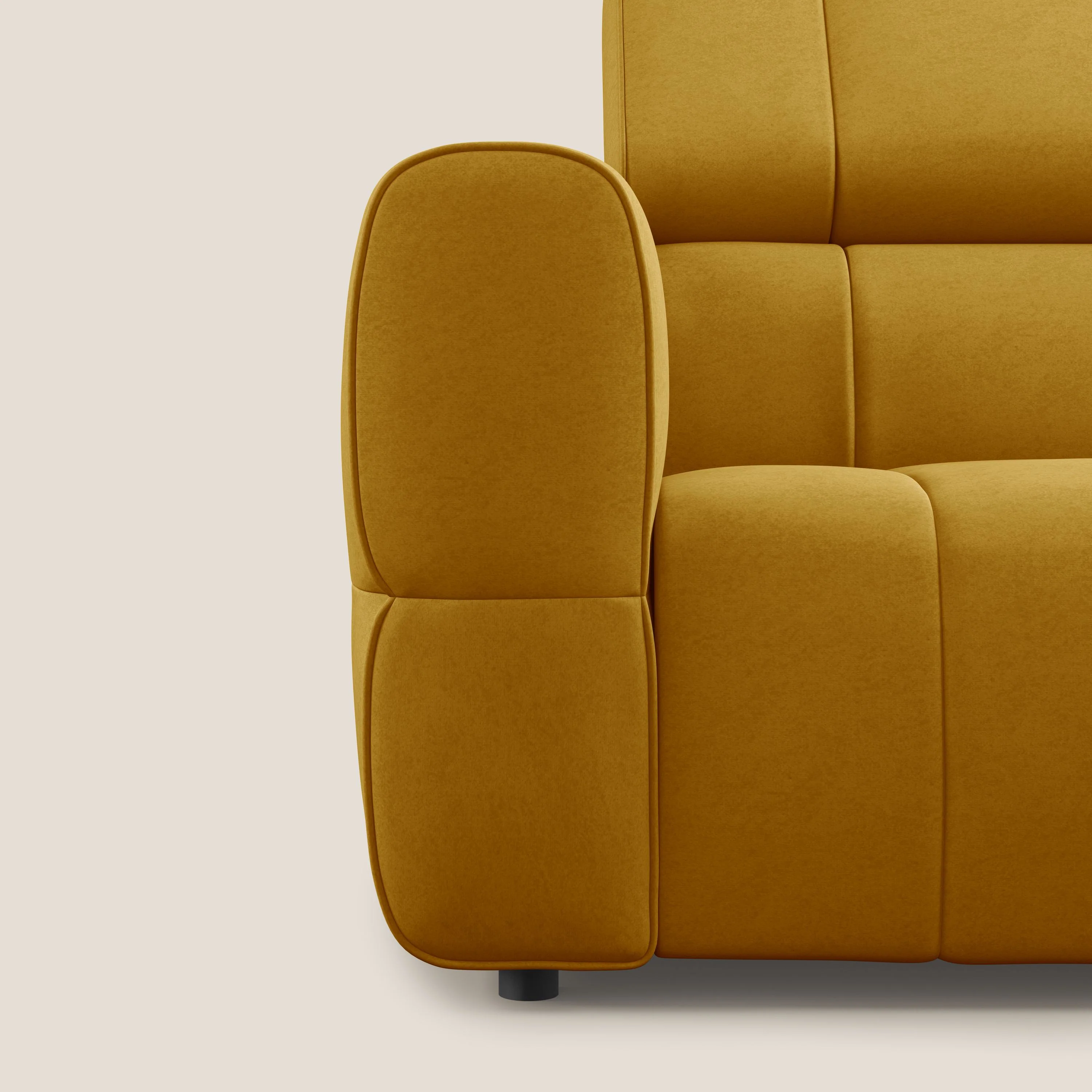 Giotto Canapé modulaire à 3 assises avec option relax électrique en microfibre imperméable effet velours T09 jaune - Image 6