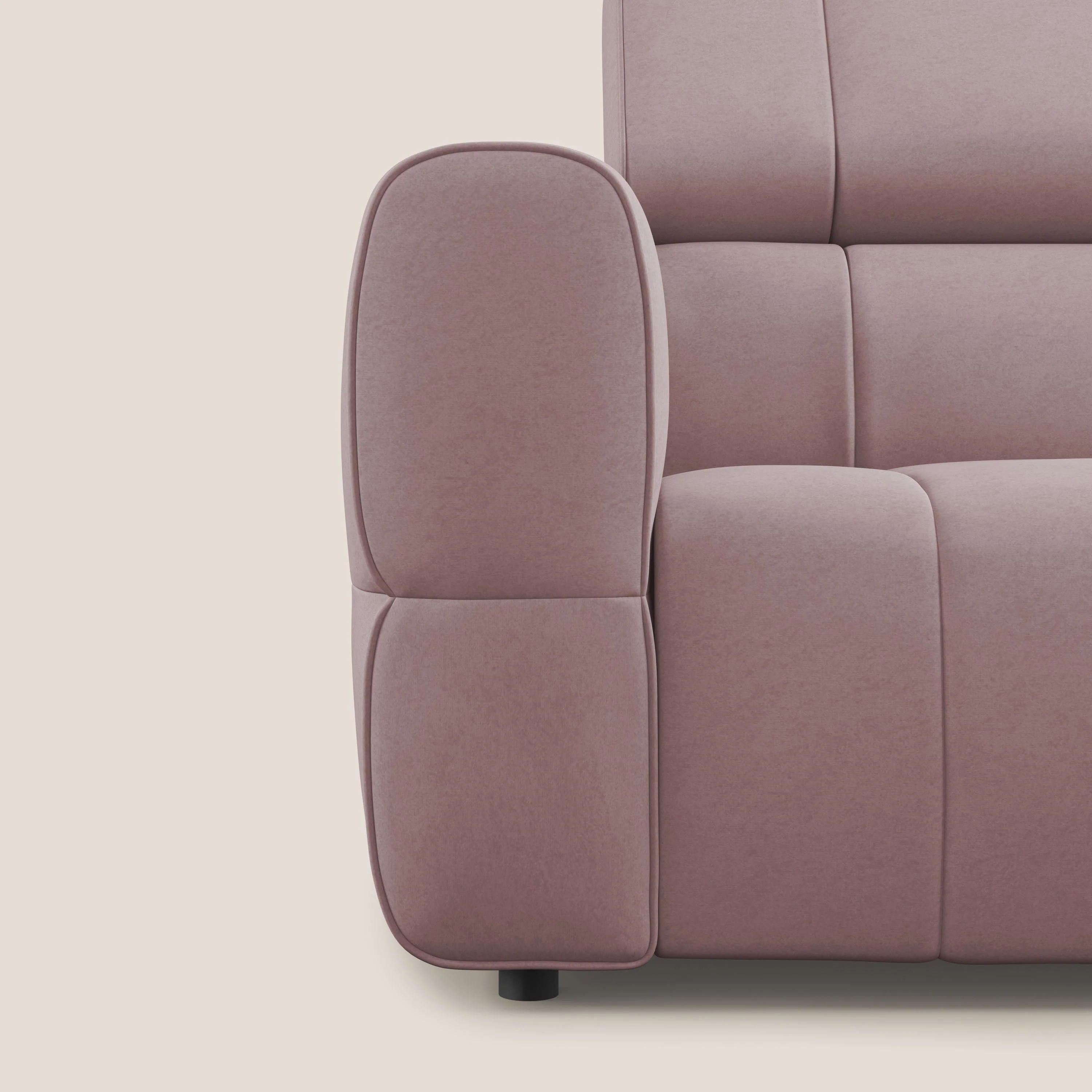 Giotto Canapé modulaire à 3 assises avec option relax électrique en microfibre imperméable effet velours T09 rose - Image 6