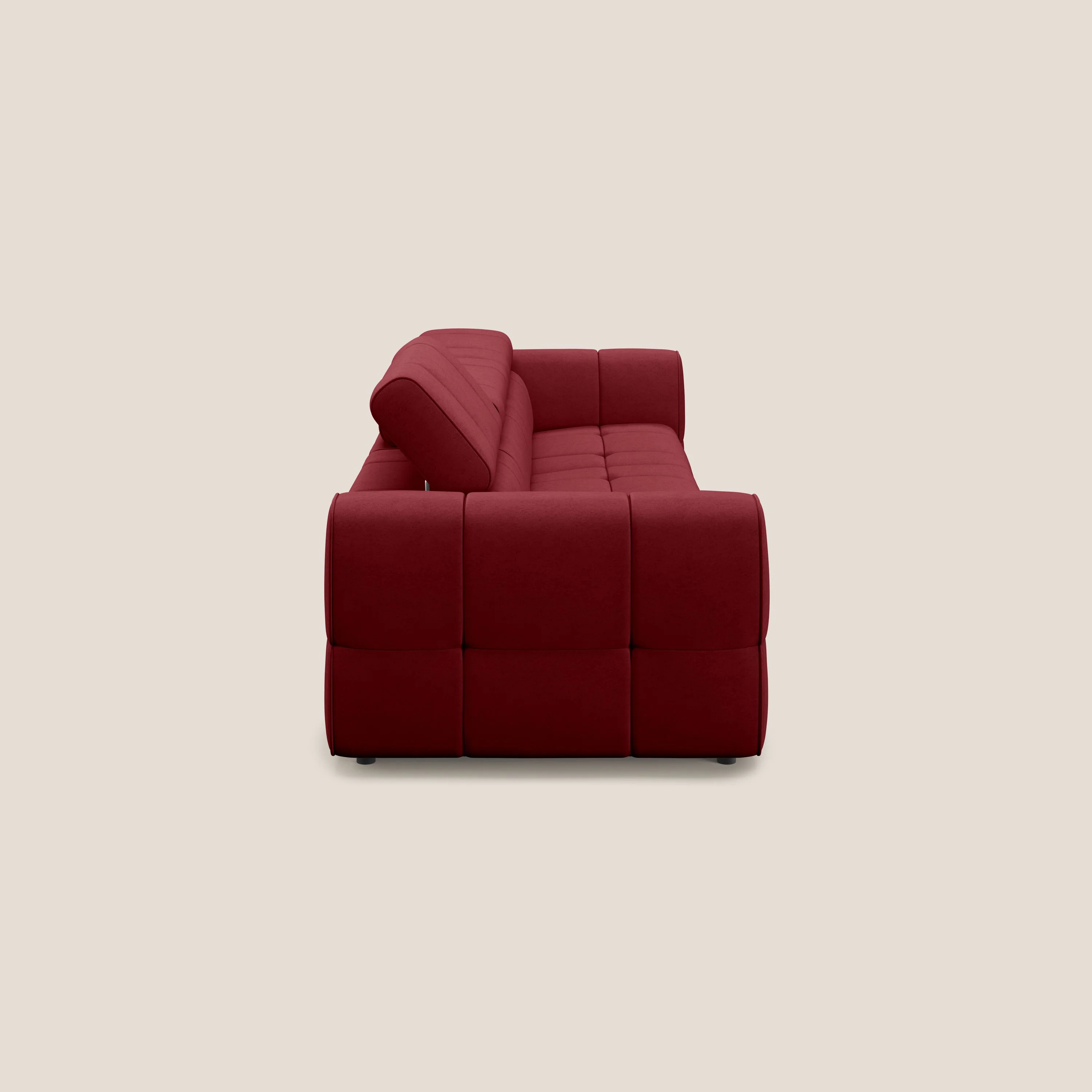 Giotto Canapé modulaire à  3 assises avec option relax électrique en microfibre imperméable effet velours T09 rouge - Image 7