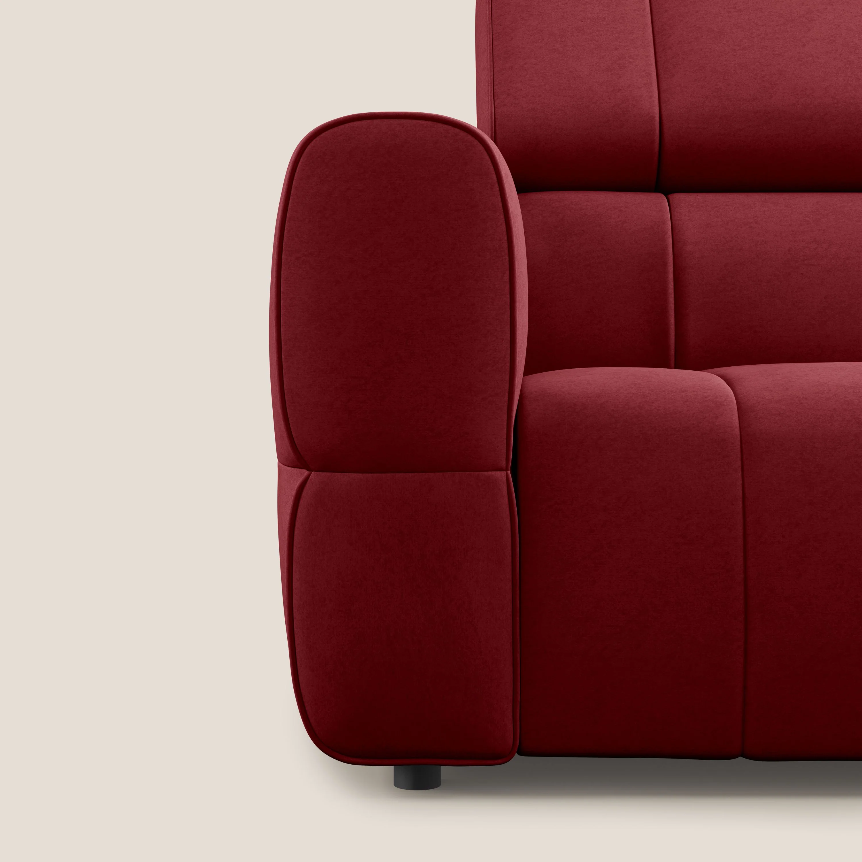 Giotto Canapé modulaire à  3 assises avec option relax électrique en microfibre imperméable effet velours T09 rouge - Image 8