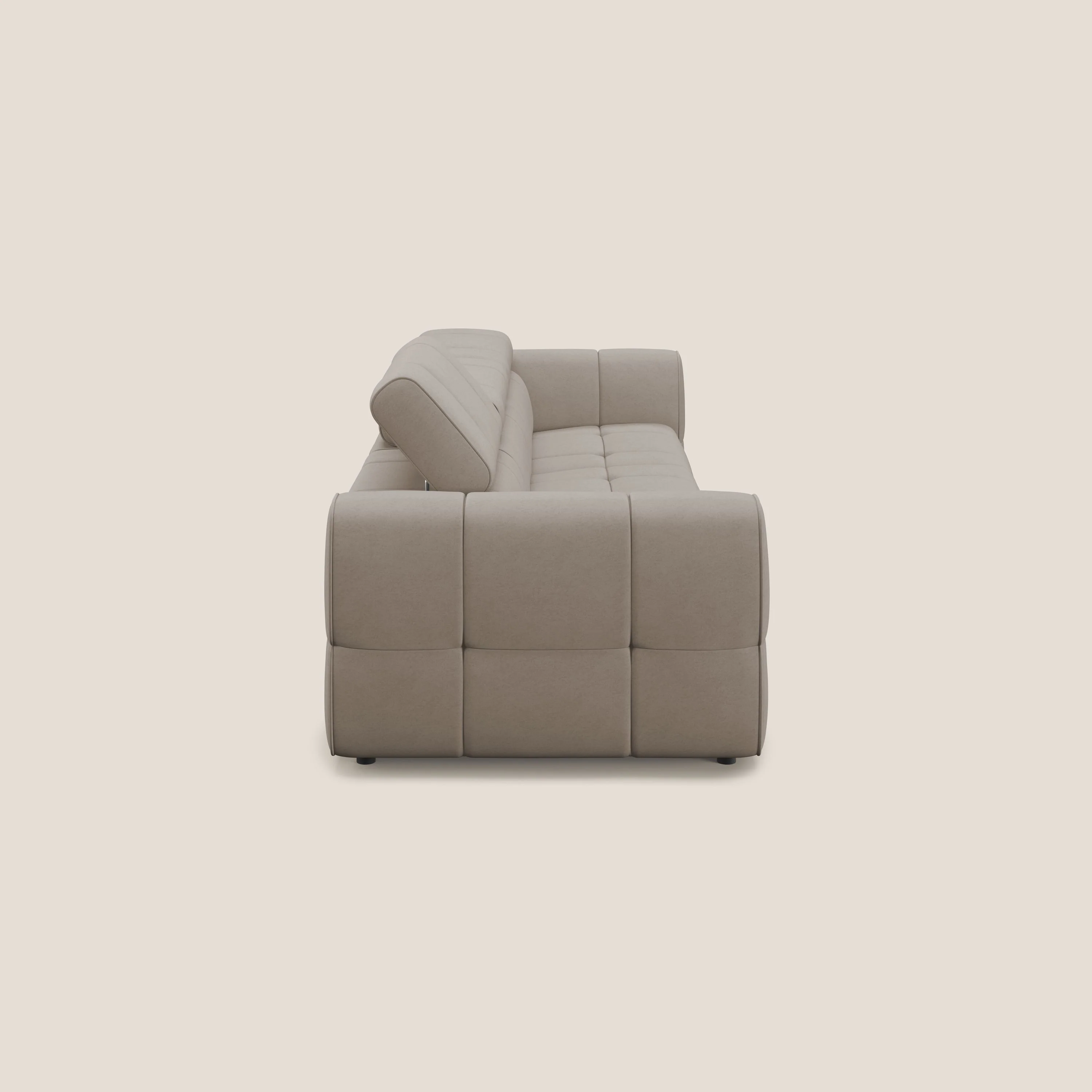 Giotto Canapé modulaire à  3 assises avec option relax électrique en microfibre imperméable effet velours T09 Taupe tortora - Image 5