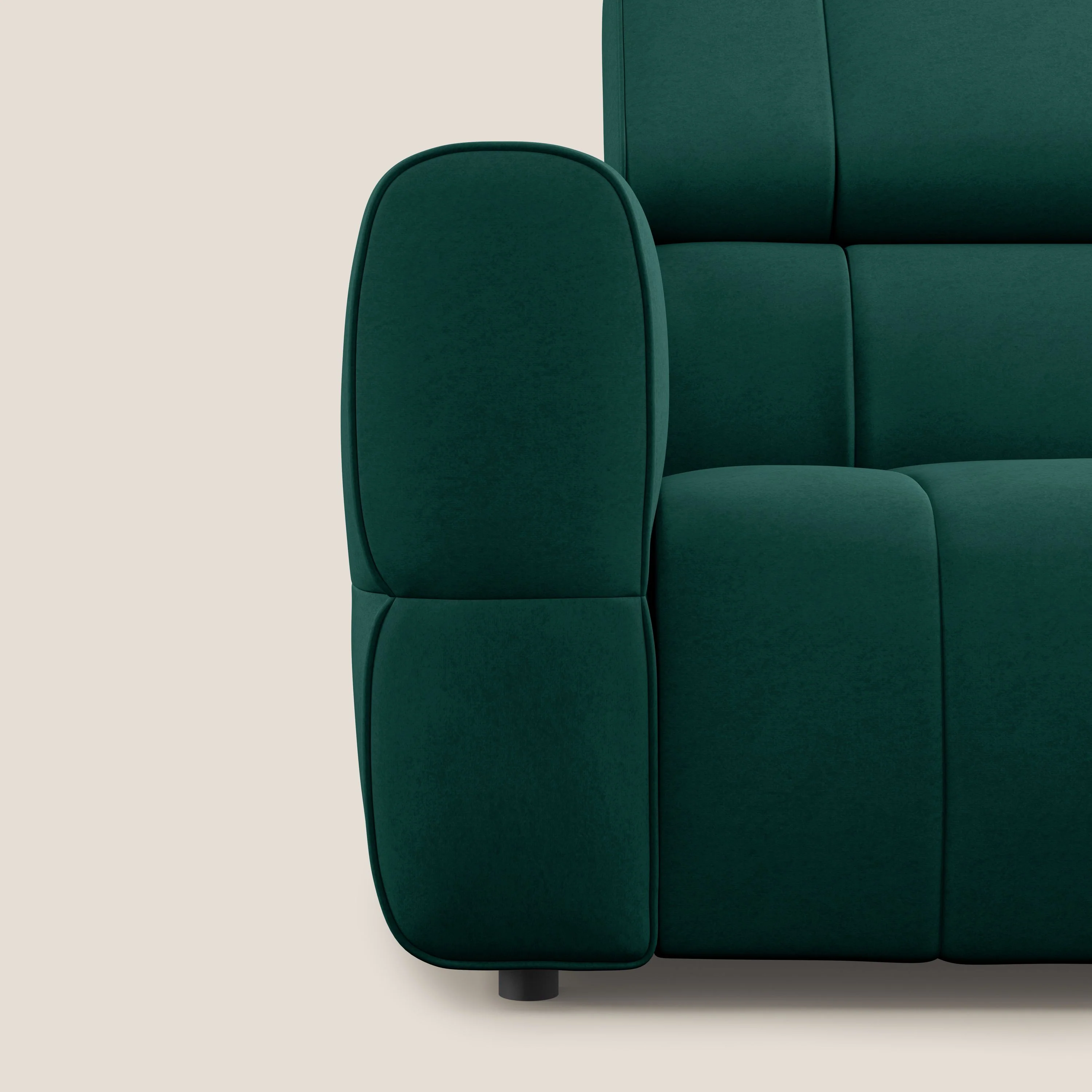 Giotto Canapé modulaire à 3 assises avec option relax électrique en microfibre imperméable effet velours T09 vert - Image 6