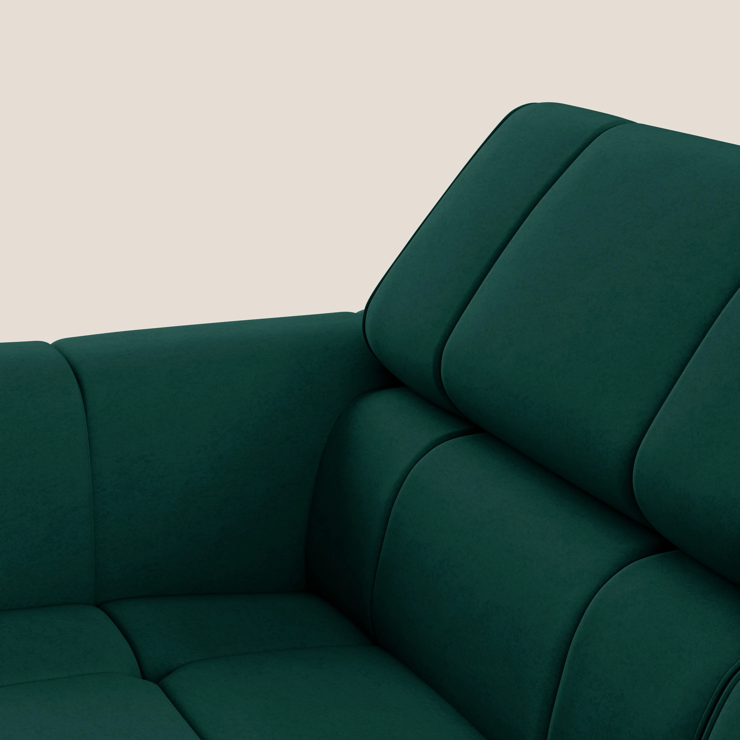 Giotto Canapé modulaire à 3 assises avec option relax électrique en microfibre imperméable effet velours T09 vert - Image 7
