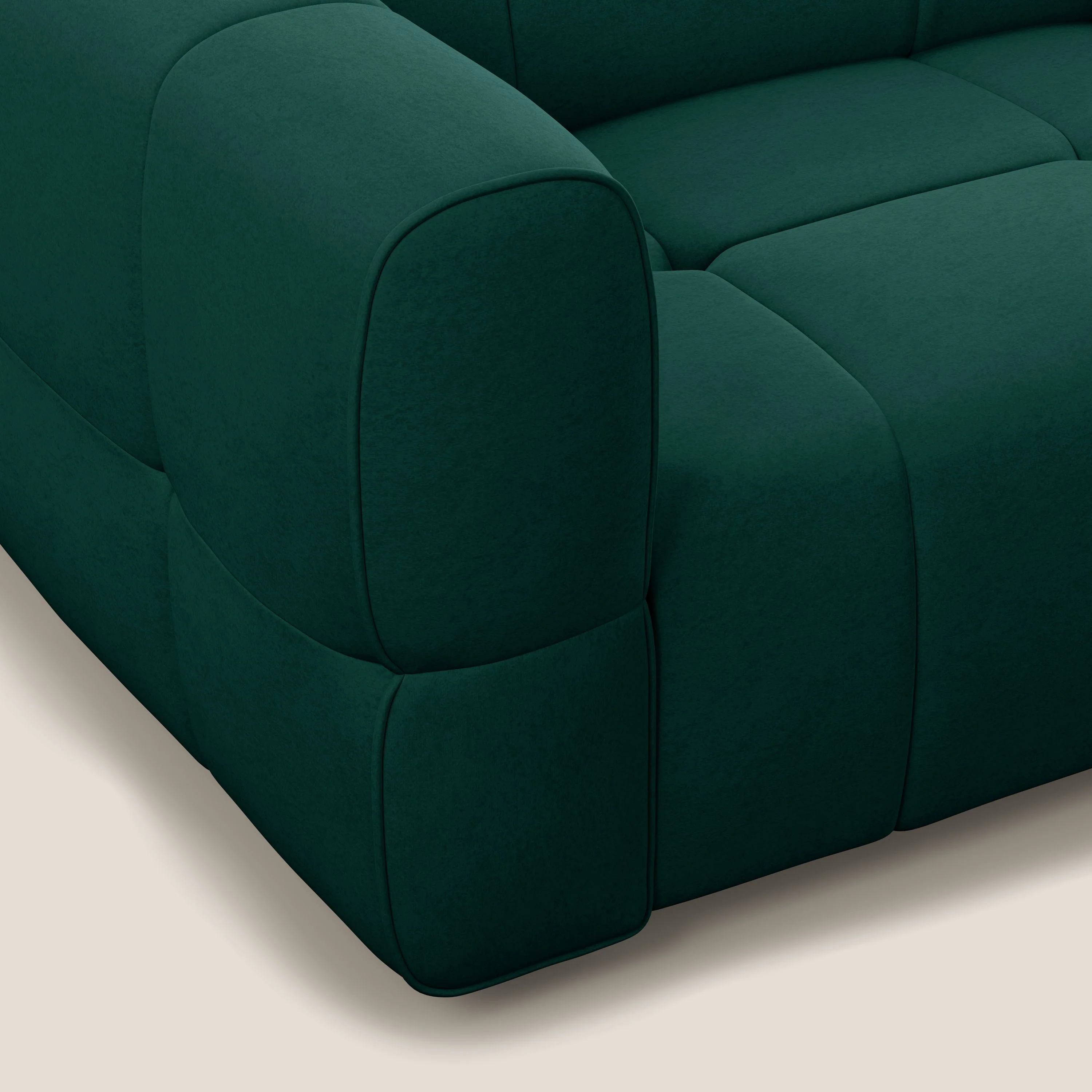 Giotto Canapé modulaire à 3 assises avec option relax électrique en microfibre imperméable effet velours T09 vert - Image 8