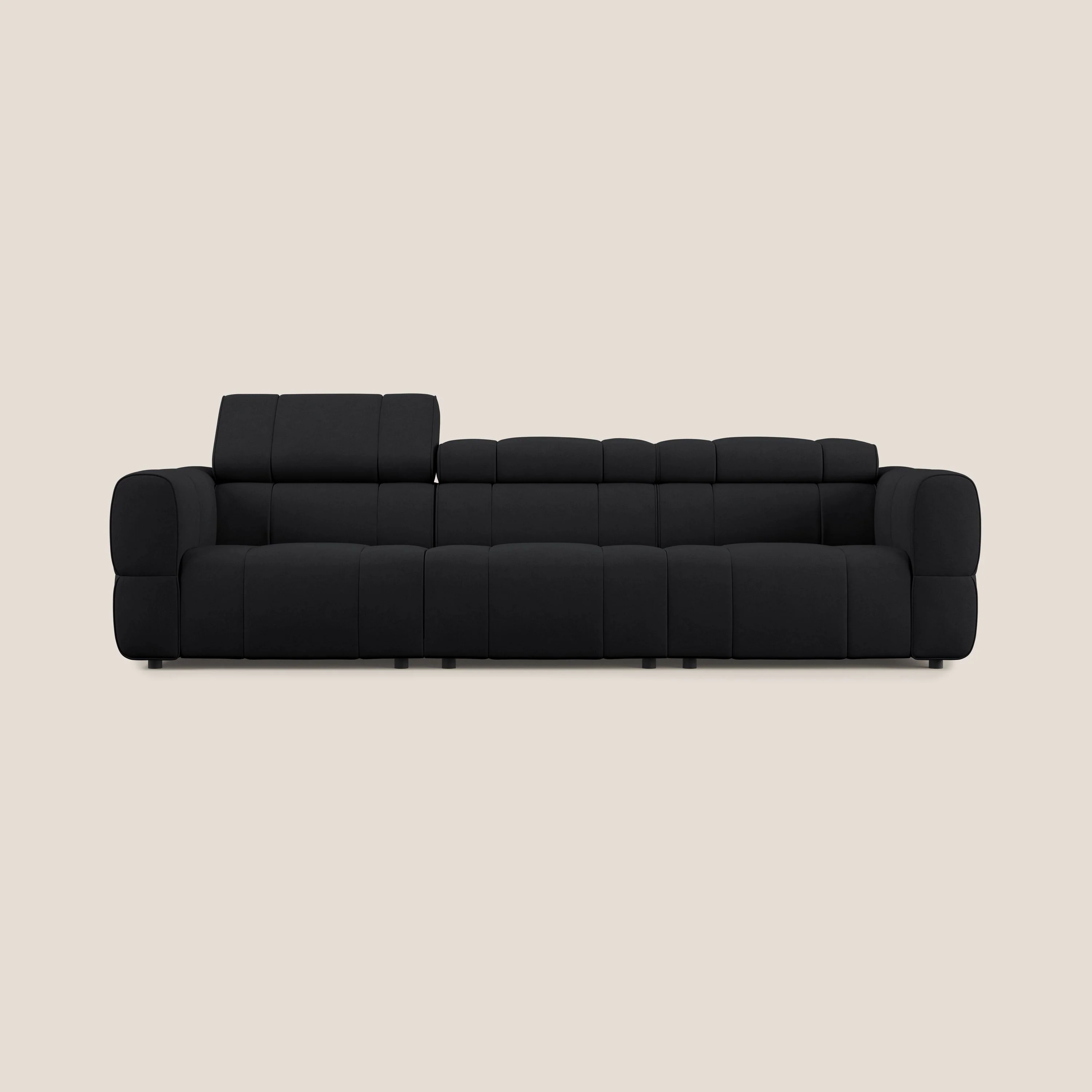 Giotto Canapé modulaire à 3 assises avec option relax électrique en microfibre imperméable effet velours T09 anthracite