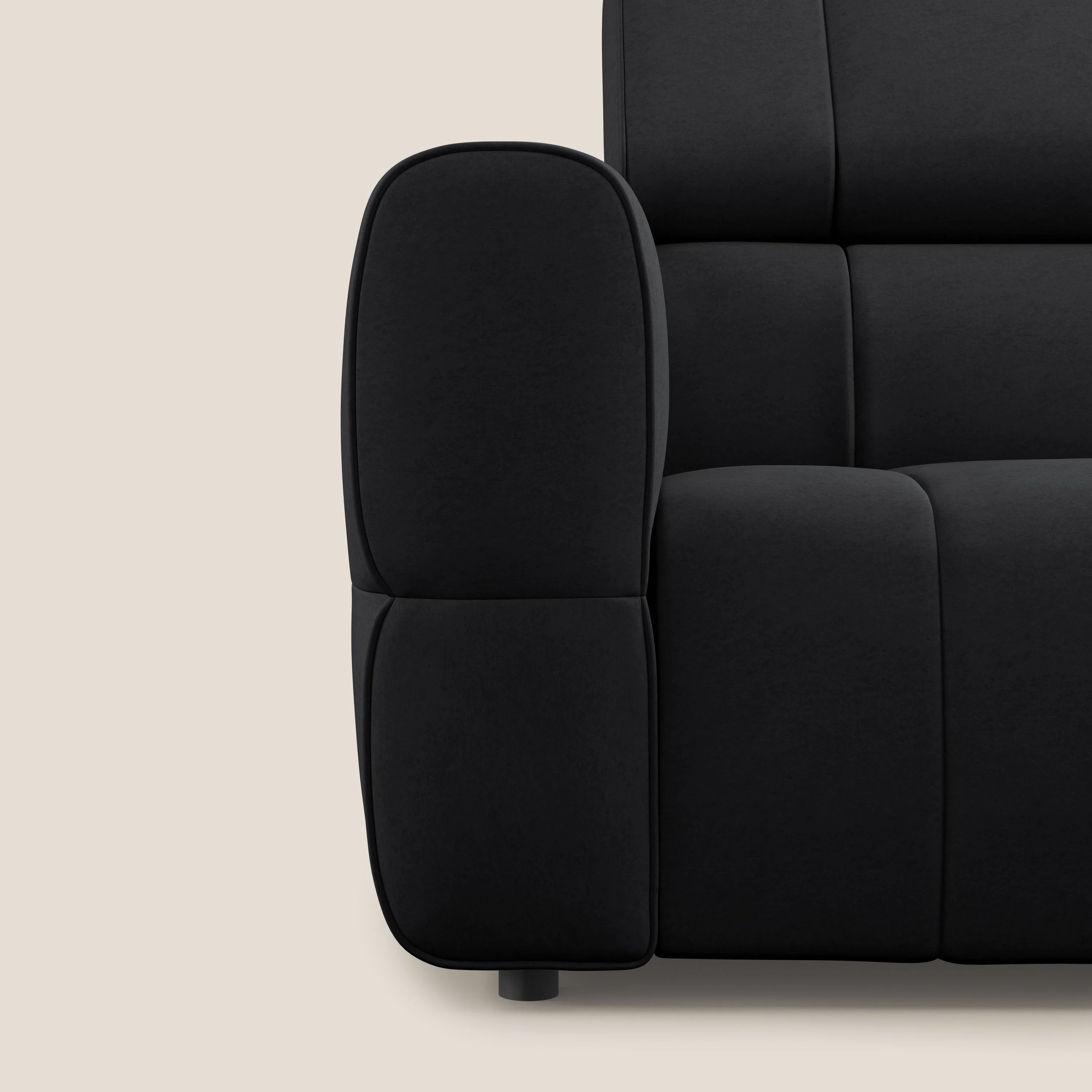 Giotto Canapé modulaire à 3 assises avec option relax électrique en microfibre imperméable effet velours T09 anthracite - Image 6