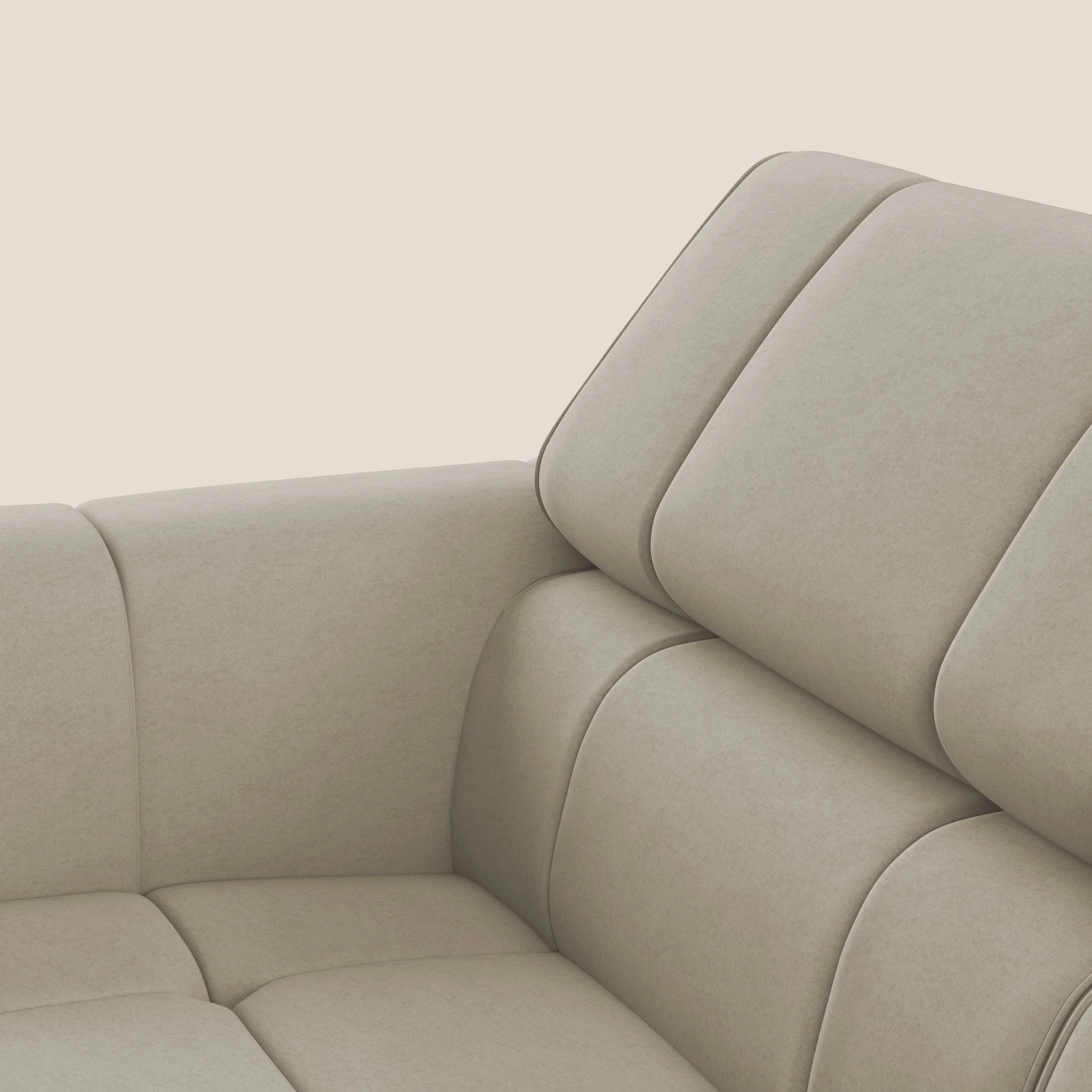 Giotto Canapé modulaire à  3 assises avec option relax électrique en microfibre imperméable effet velours T09 beige - Image 7
