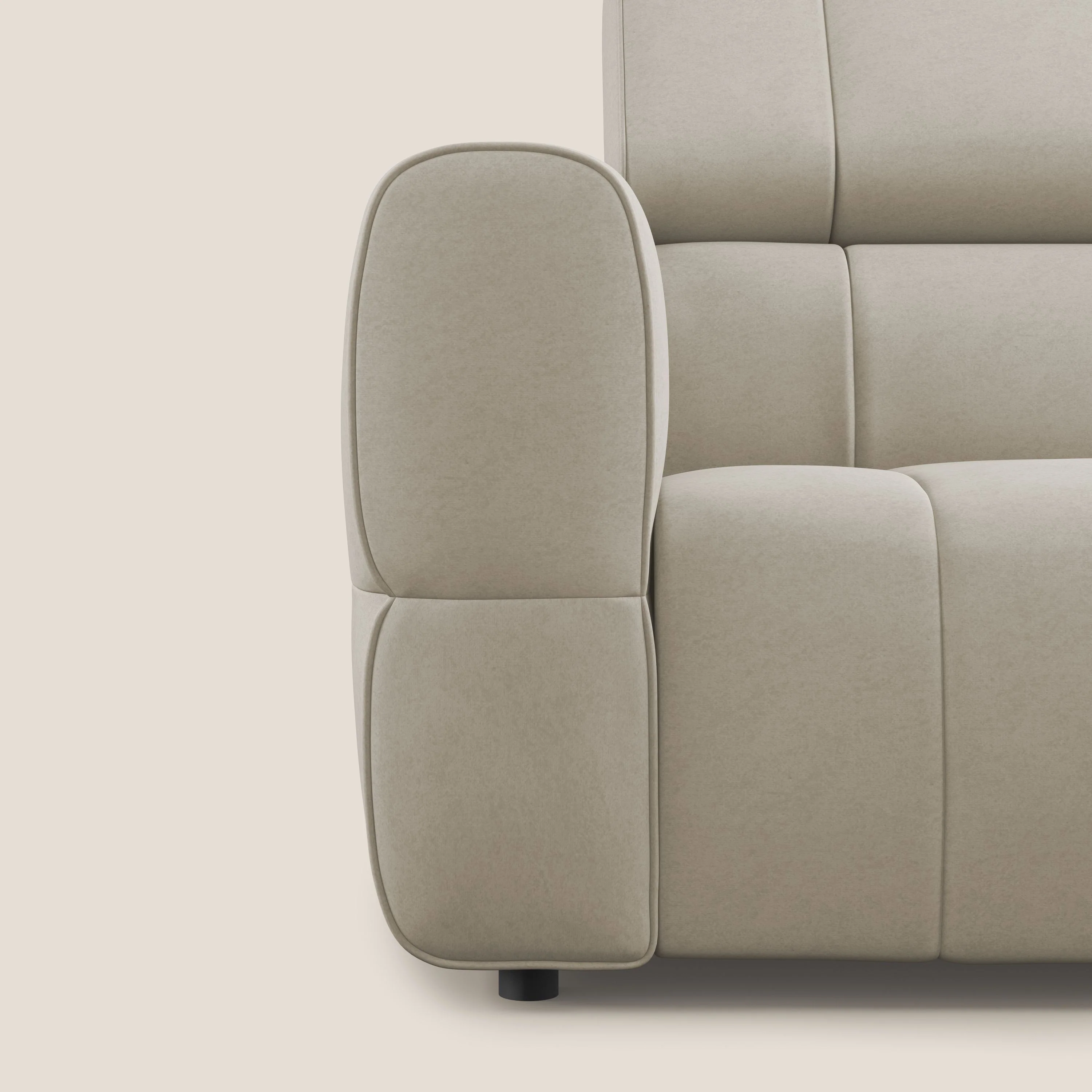 Giotto Canapé modulaire à  3 assises avec option relax électrique en microfibre imperméable effet velours T09 beige - Image 8