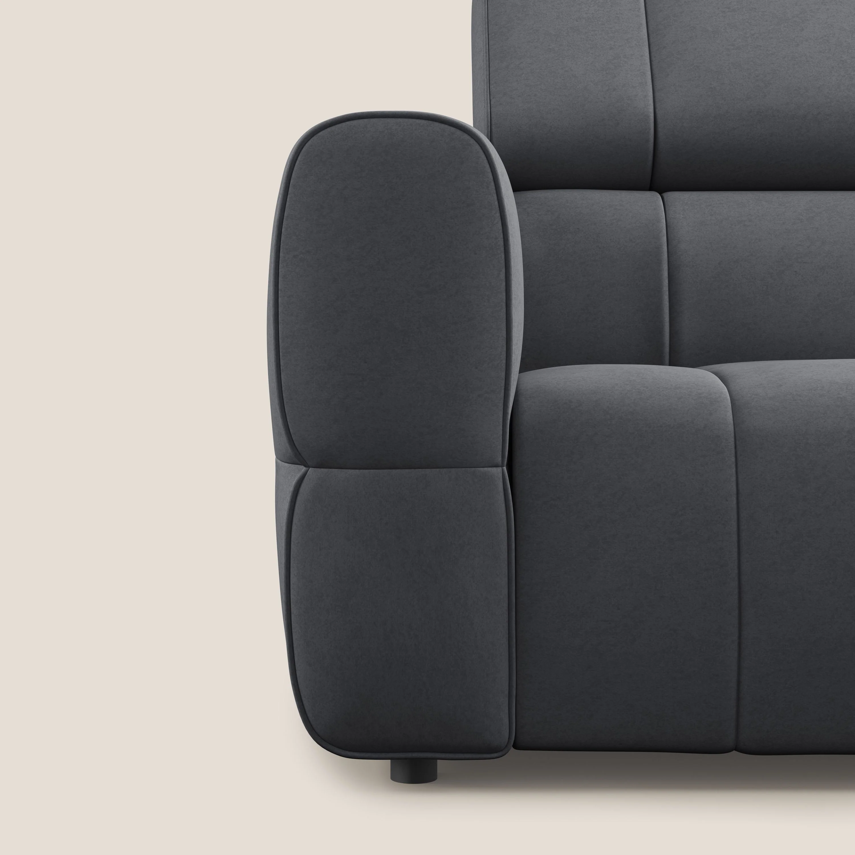 Giotto Canapé modulaire à 3 assises avec option relax électrique en microfibre imperméable effet velours T09 gris - Image 6