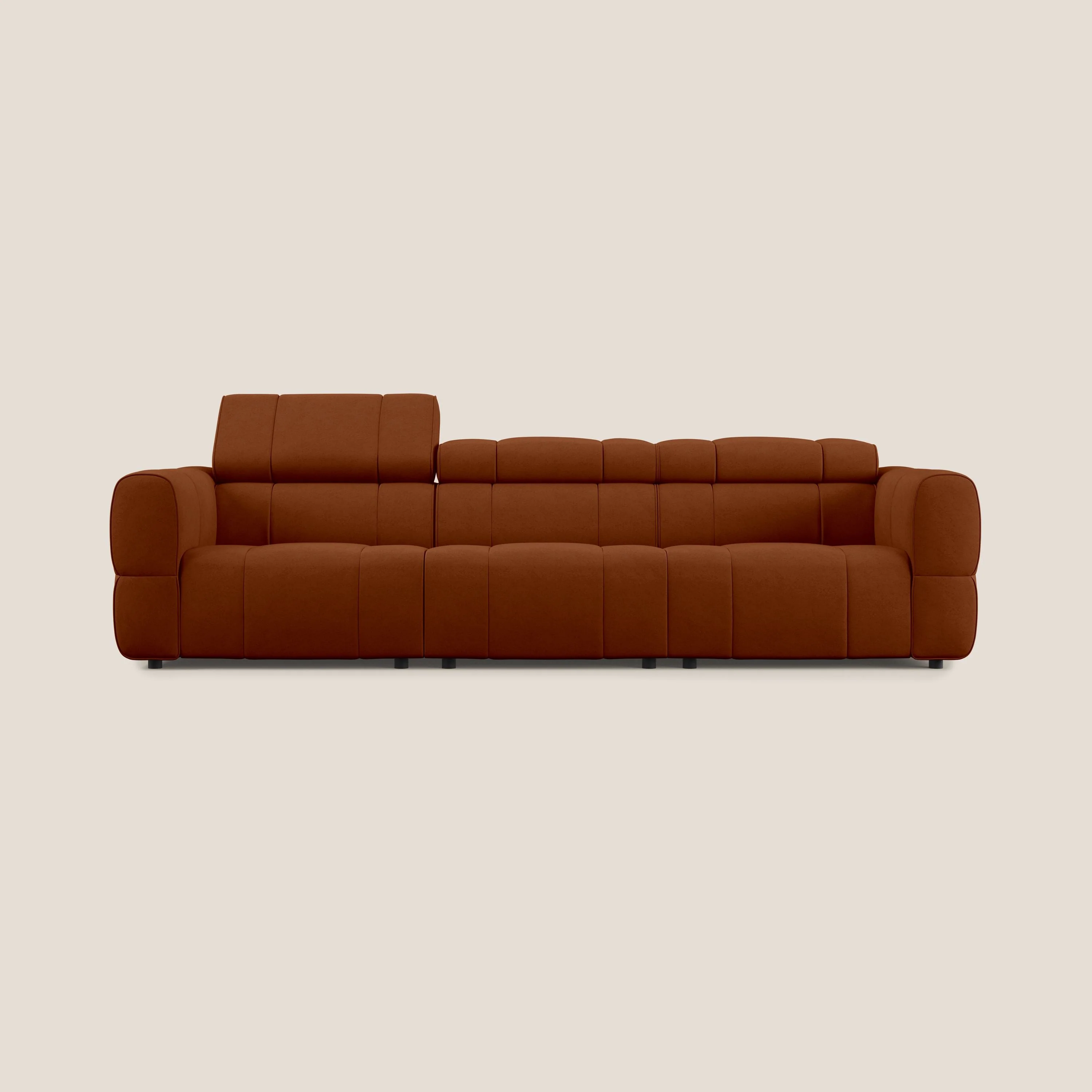 Giotto Canapé modulaire à 3 assises avec option relax électrique en microfibre imperméable effet velours T09 rouille