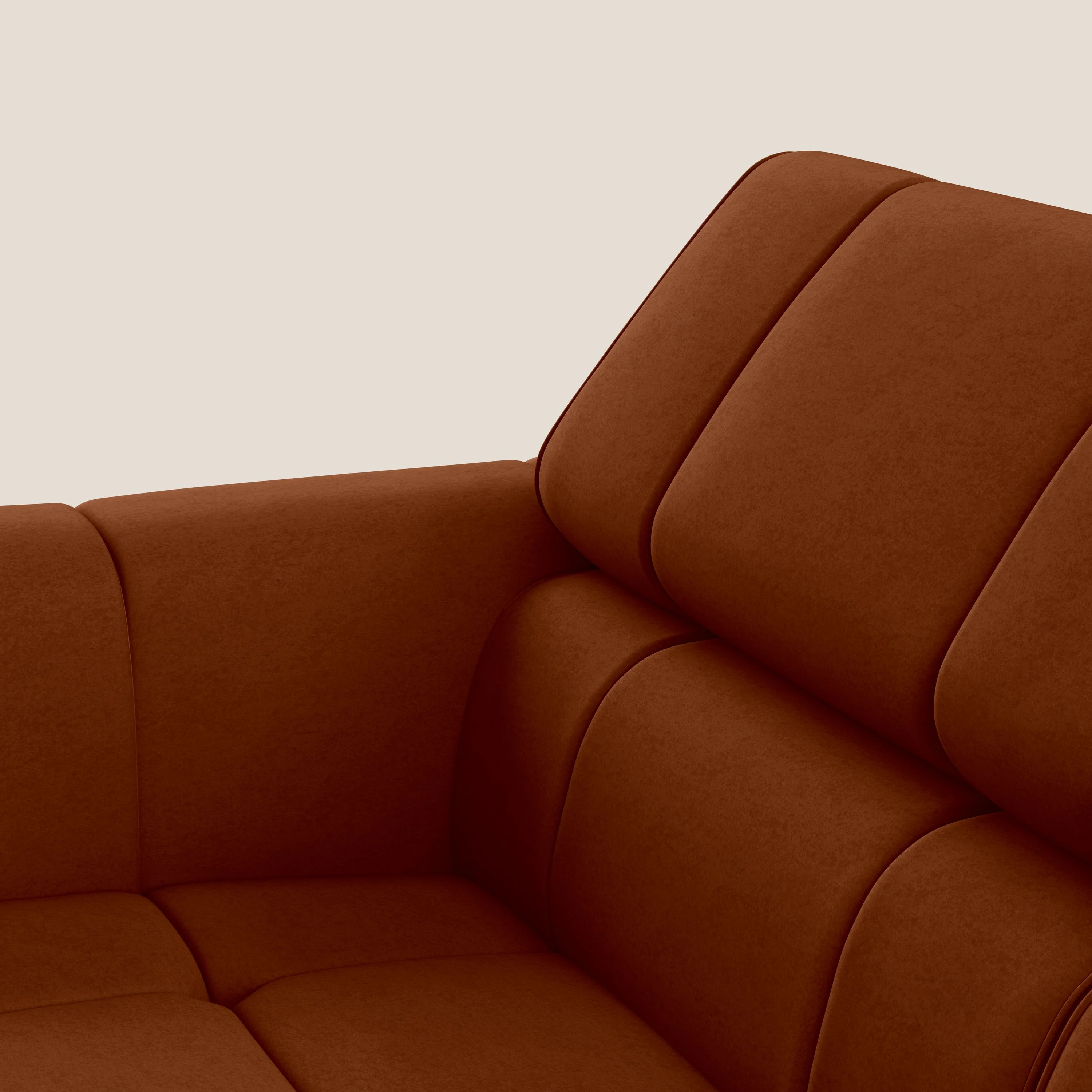 Giotto Canapé modulaire à 3 assises avec option relax électrique en microfibre imperméable effet velours T09 rouille - Image 7