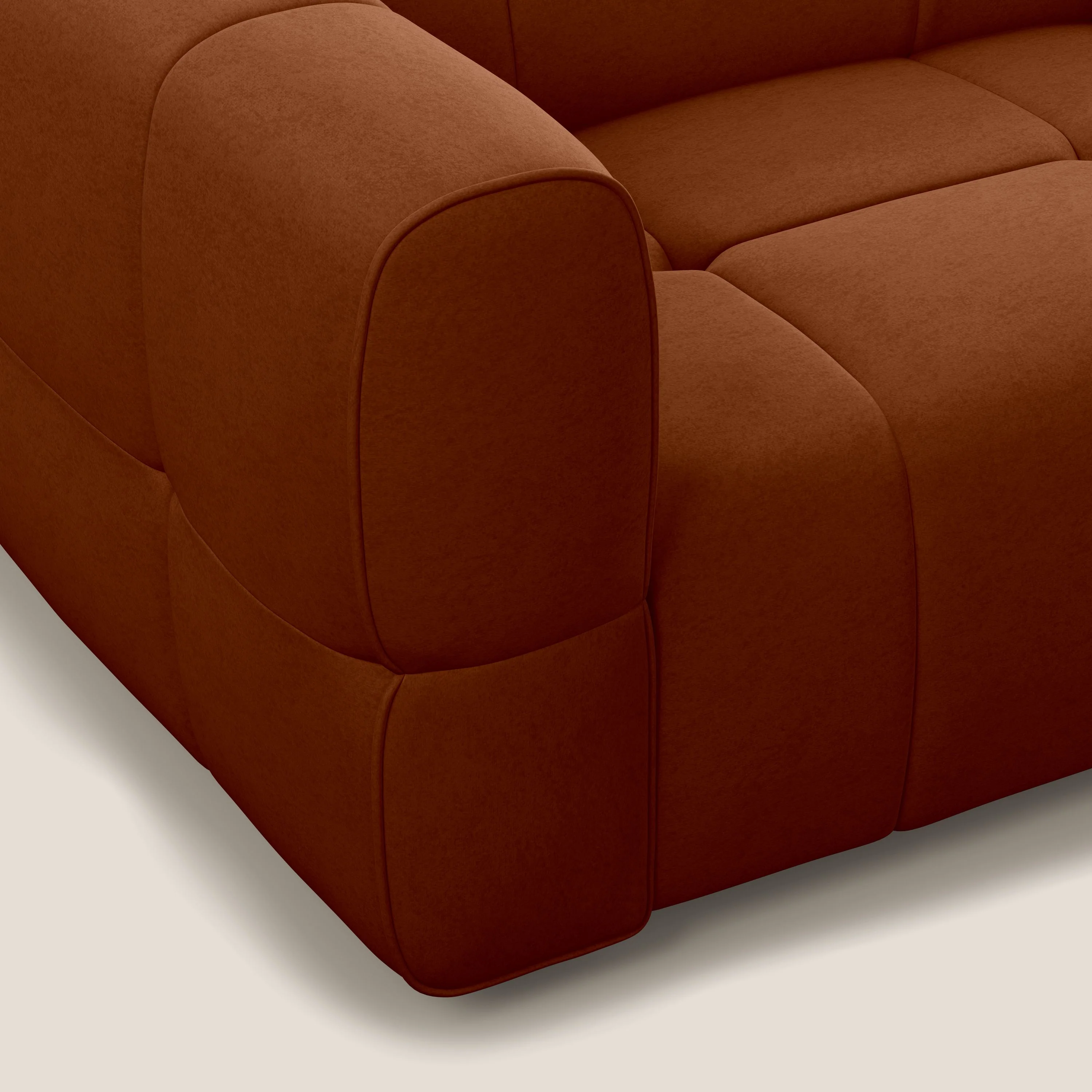 Giotto Canapé modulaire à 3 assises avec option relax électrique en microfibre imperméable effet velours T09 rouille - Image 8