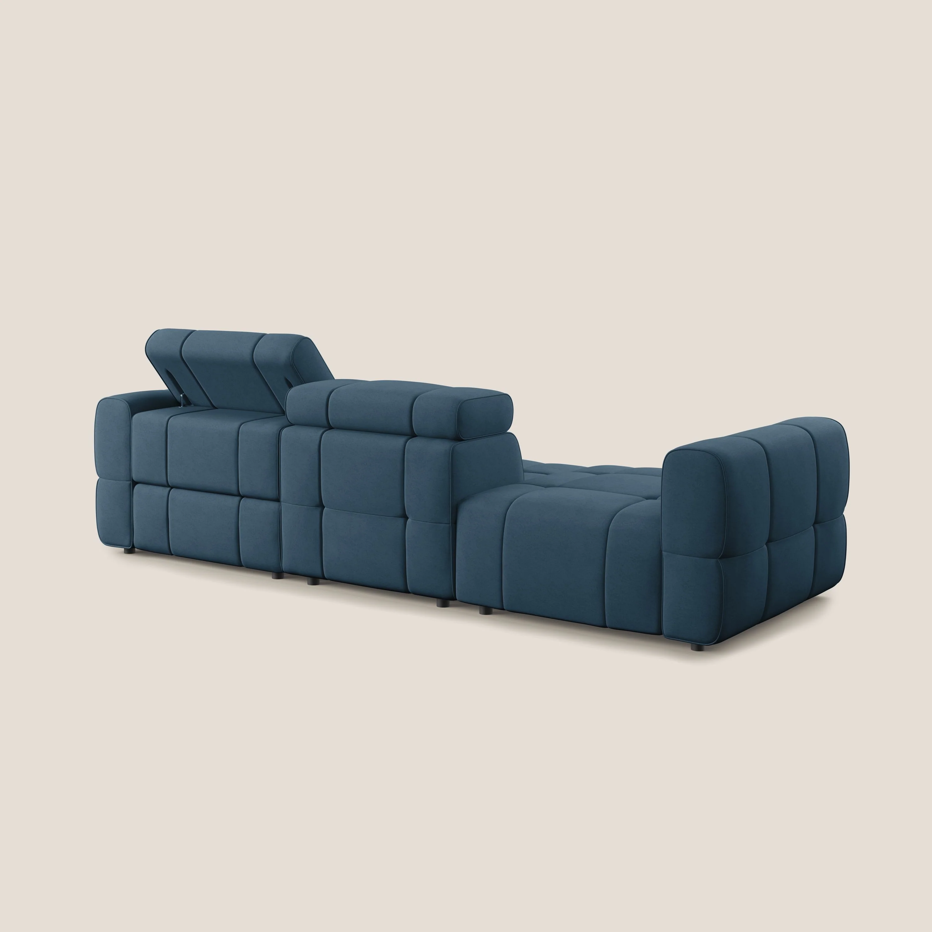Giotto Canapé terminal avec option relax électrique en microfibre imperméable effet velours  T09 bleu - Image 6