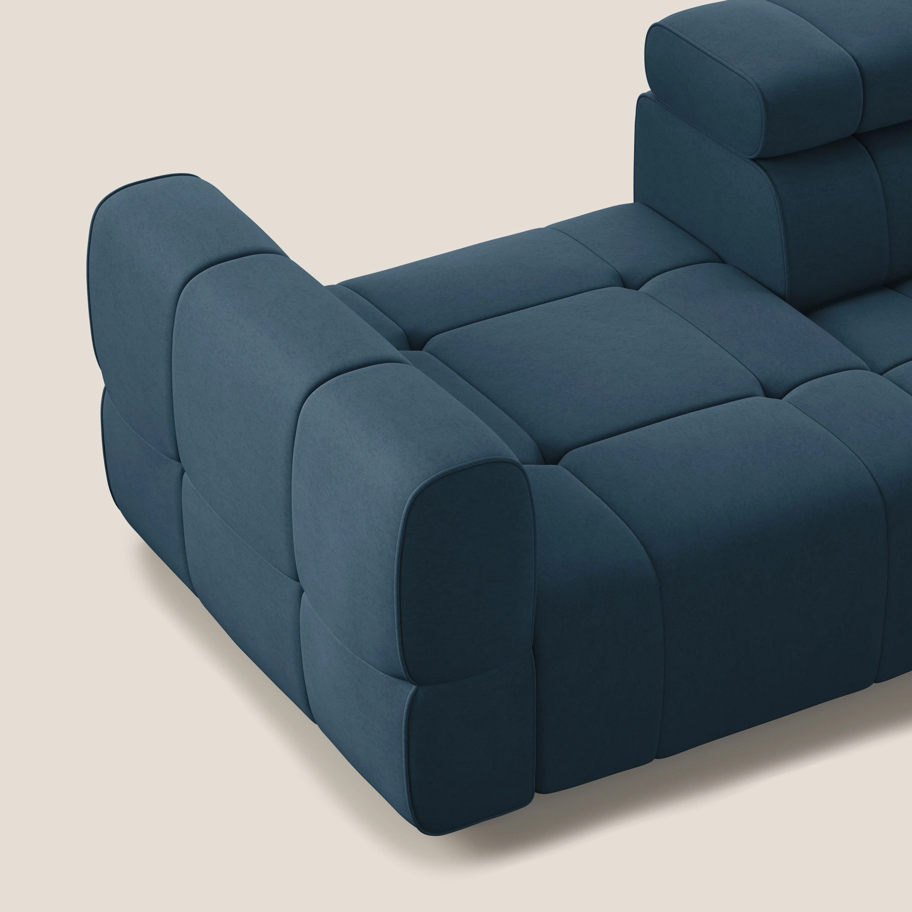 Giotto Canapé terminal avec option relax électrique en microfibre imperméable effet velours  T09 bleu - Image 7