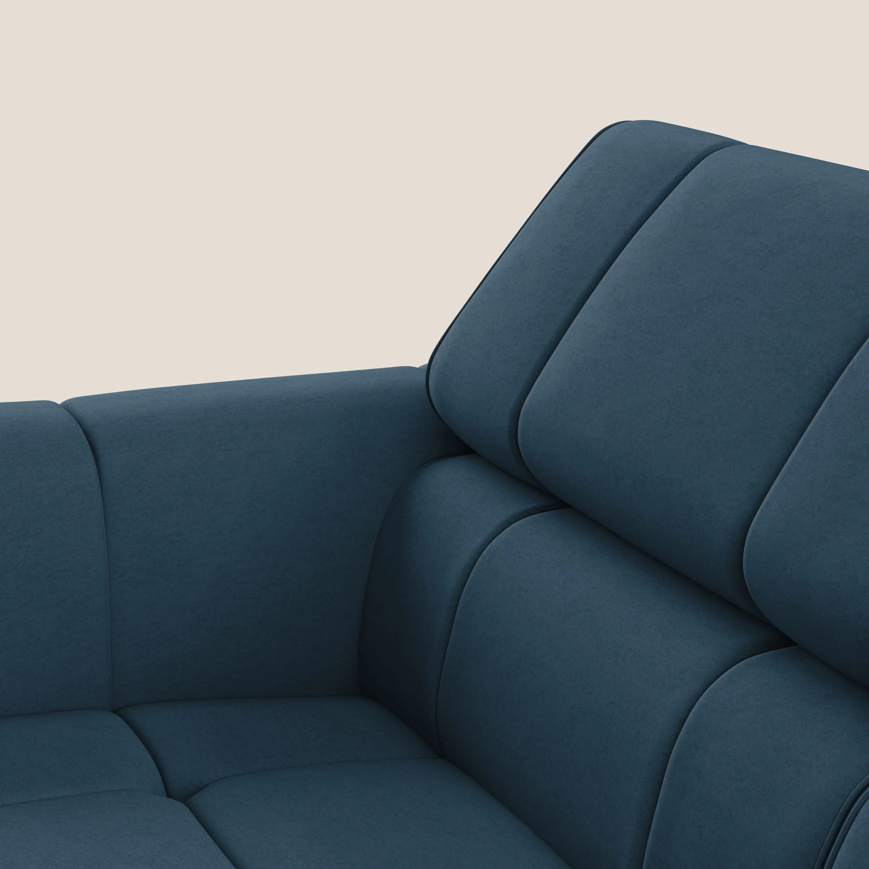 Giotto Canapé terminal avec option relax électrique en microfibre imperméable effet velours  T09 bleu - Image 9