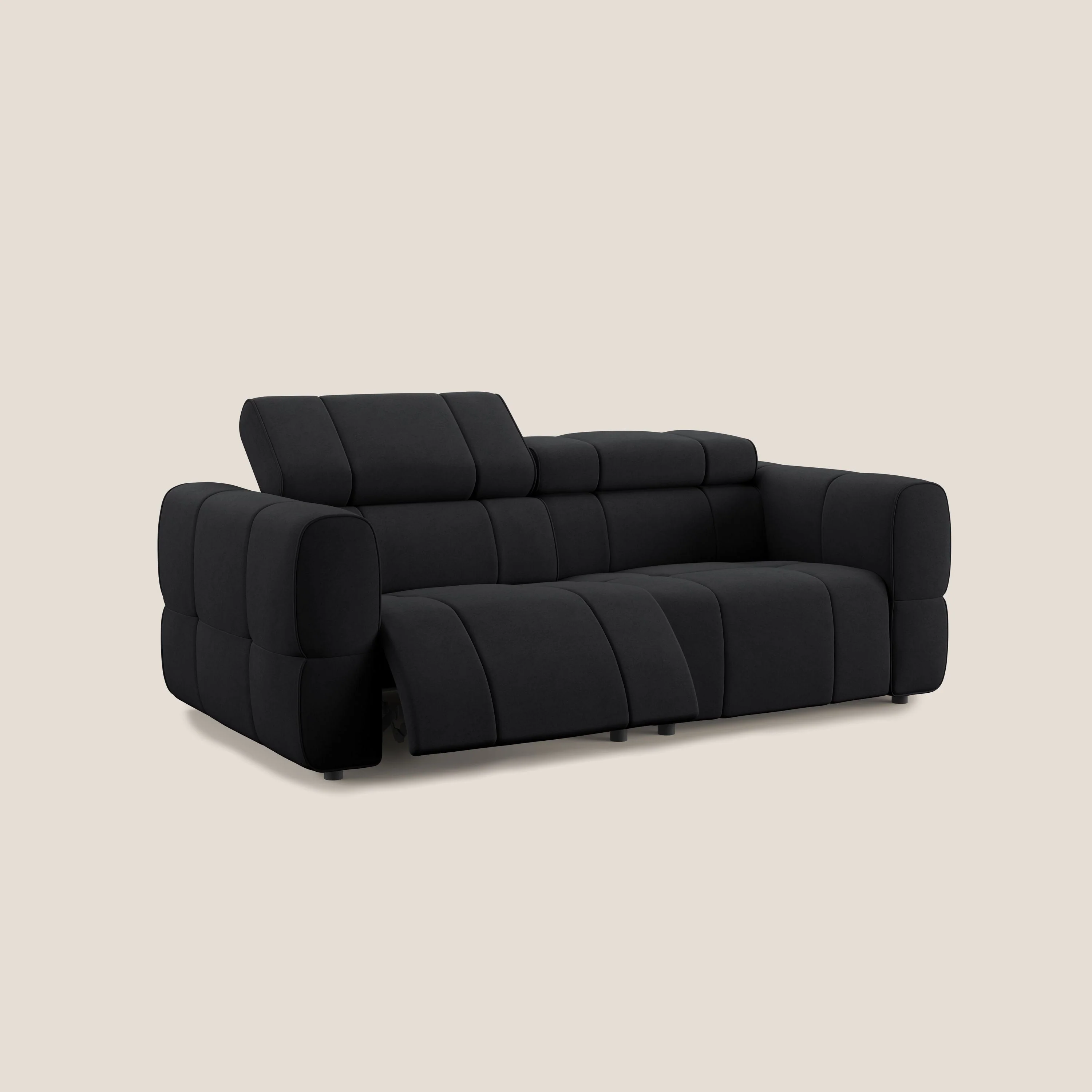 Giotto Canapé modulaire avec option relax électrique en microfibre imperméable effet velours T09 anthracite - Image 2