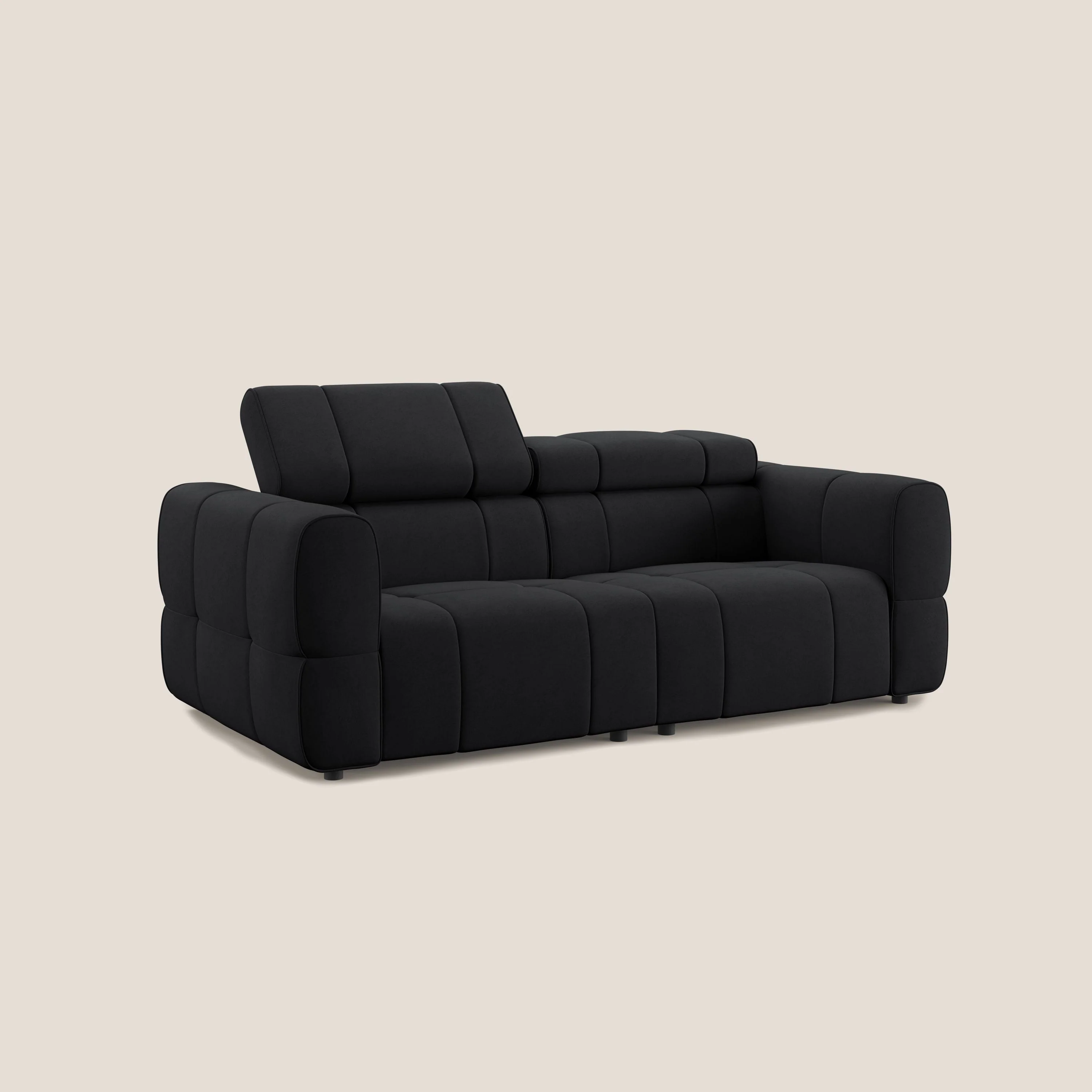 Giotto Canapé modulaire avec option relax électrique en microfibre imperméable effet velours T09 anthracite - Image 3