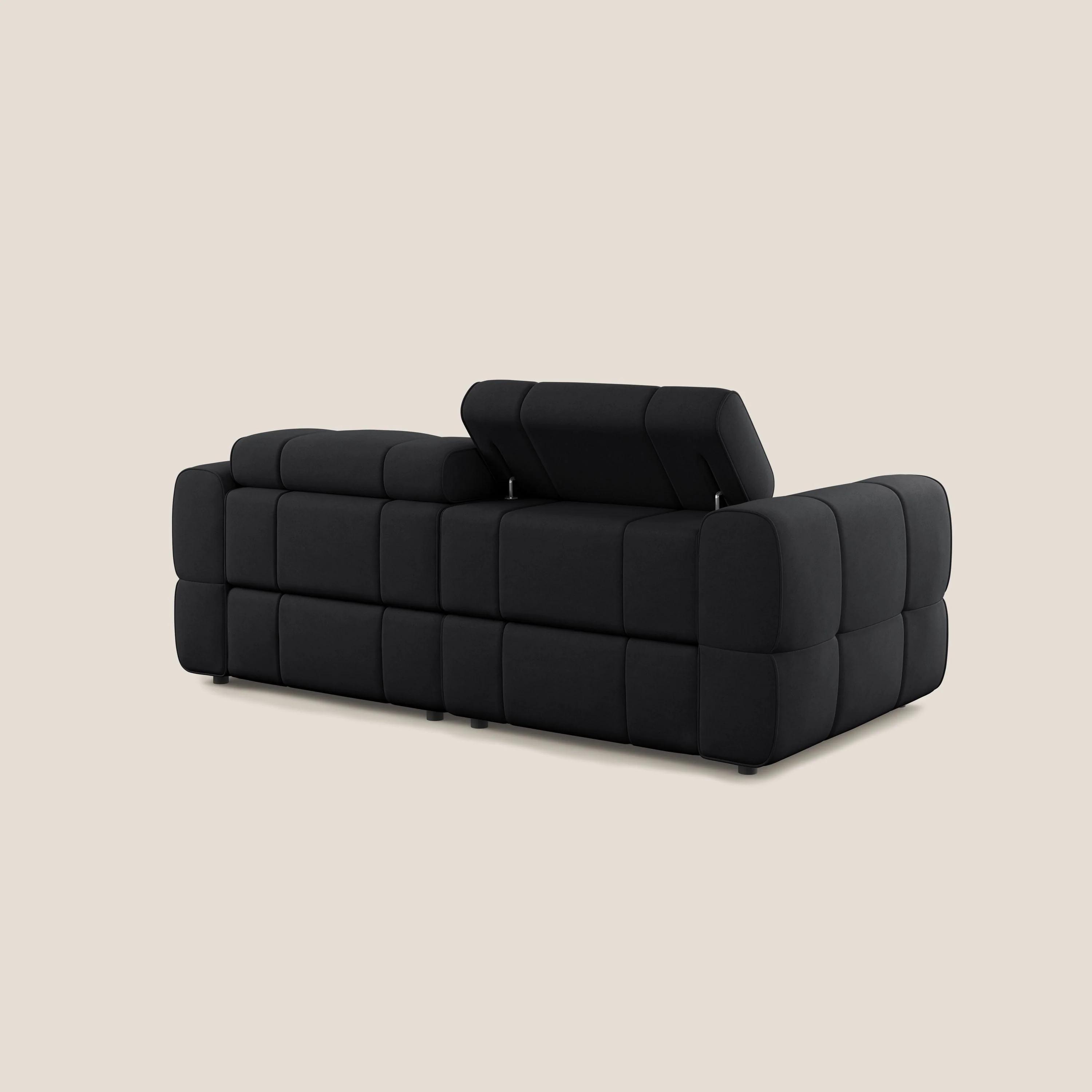 Giotto Canapé modulaire avec option relax électrique en microfibre imperméable effet velours T09 anthracite - Image 5