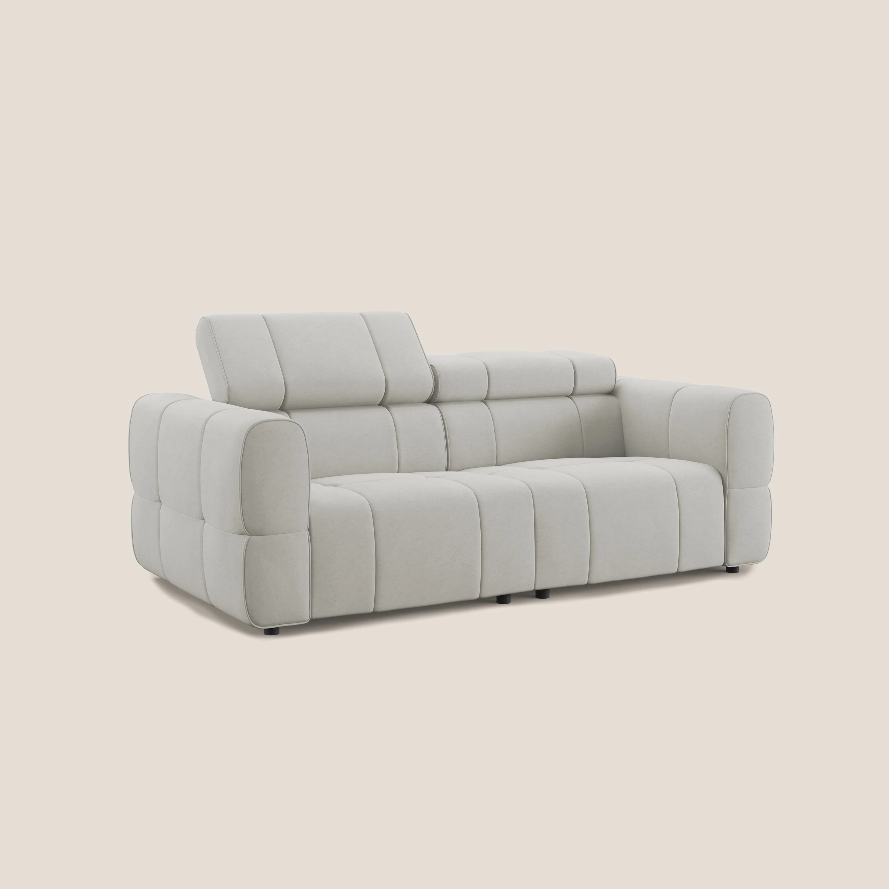 Giotto Canapé modulaire avec option relax électrique en microfibre imperméable effet velours T09 crème - Image 3