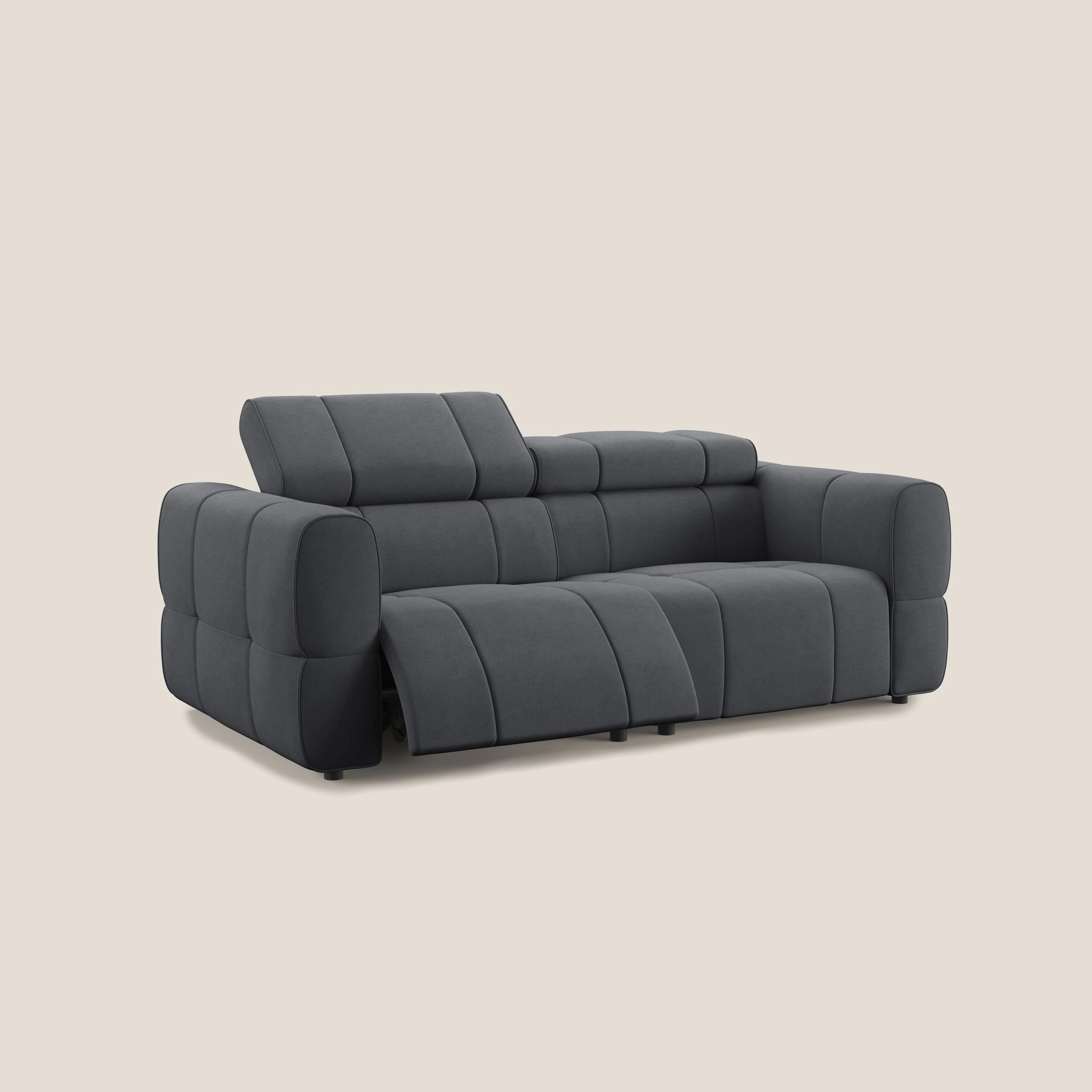 Giotto Canapé modulaire avec option relax électrique en microfibre imperméable effet velours T09 gris - Image 2