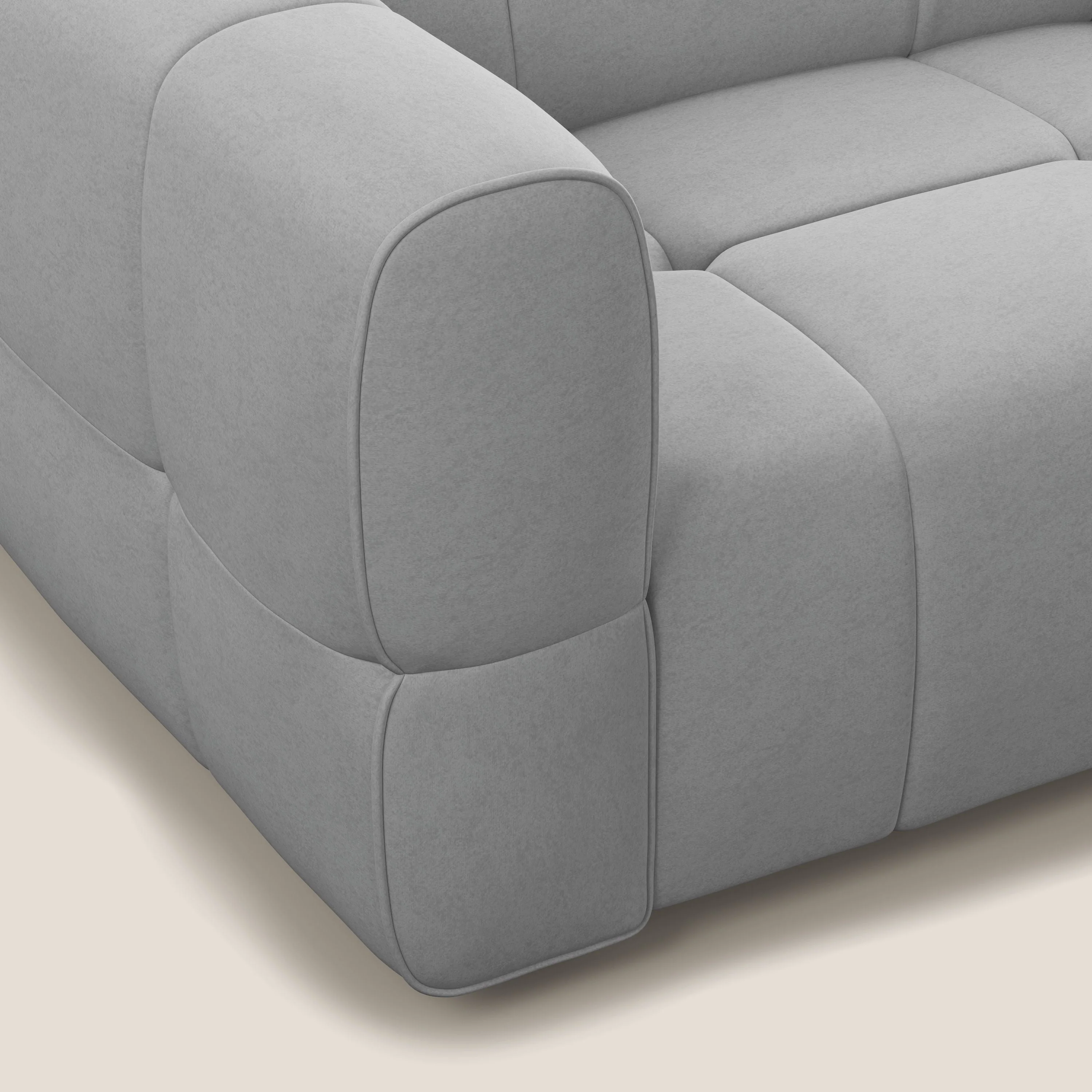 Giotto Canapé modulaire avec option relax électrique en microfibre imperméable effet velours T09 gris clair - Image 6