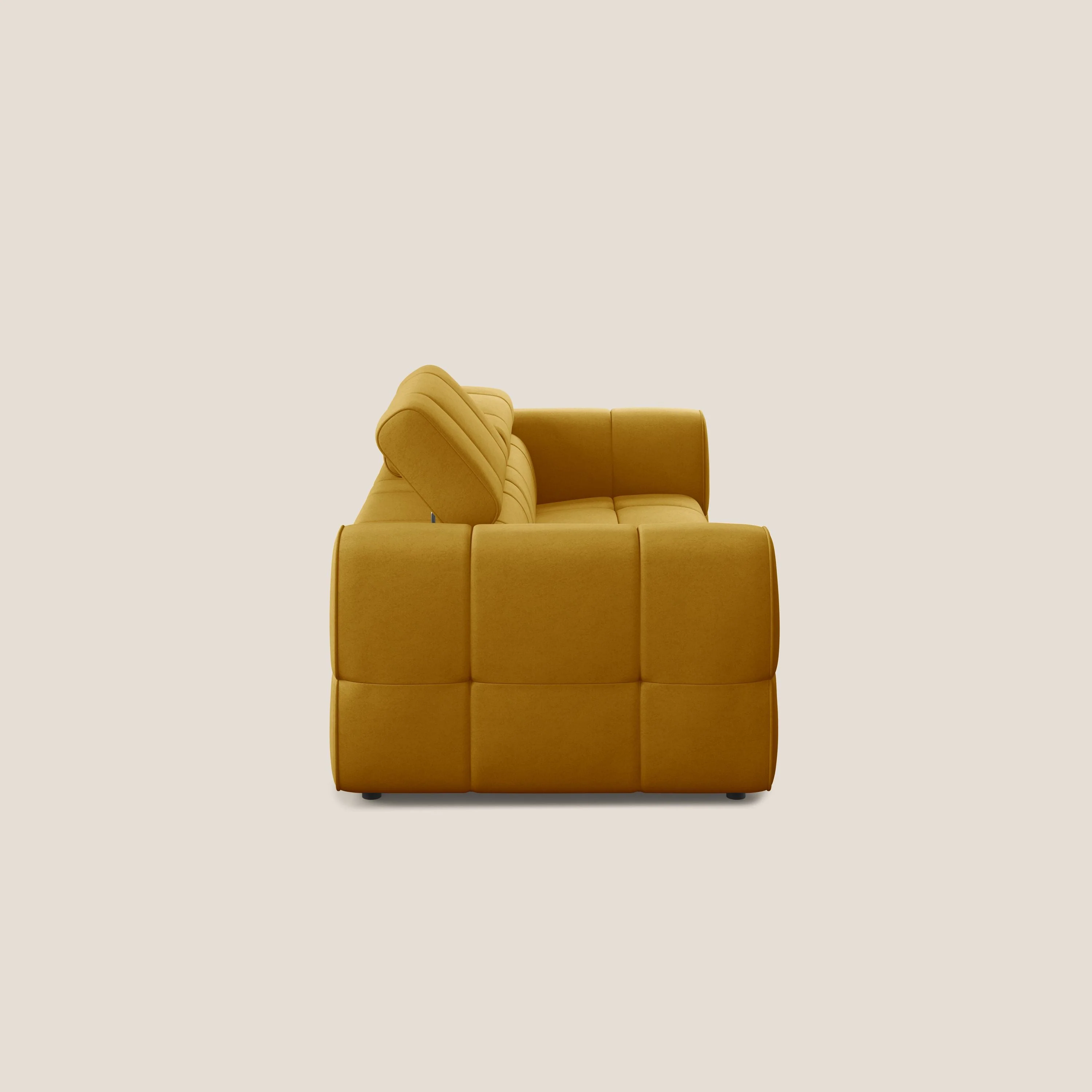 Giotto Canapé modulaire avec option relax électrique en microfibre imperméable effet velours T09 jaune - Image 6