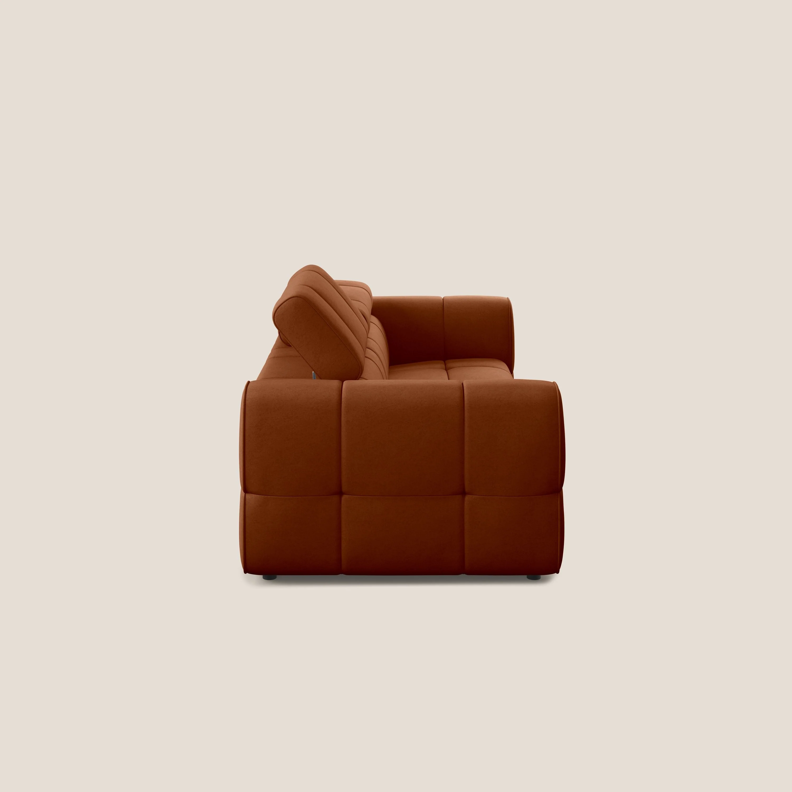 Giotto Canapé modulaire avec option relax électrique en microfibre imperméable effet velours T09 rouille - Image 4