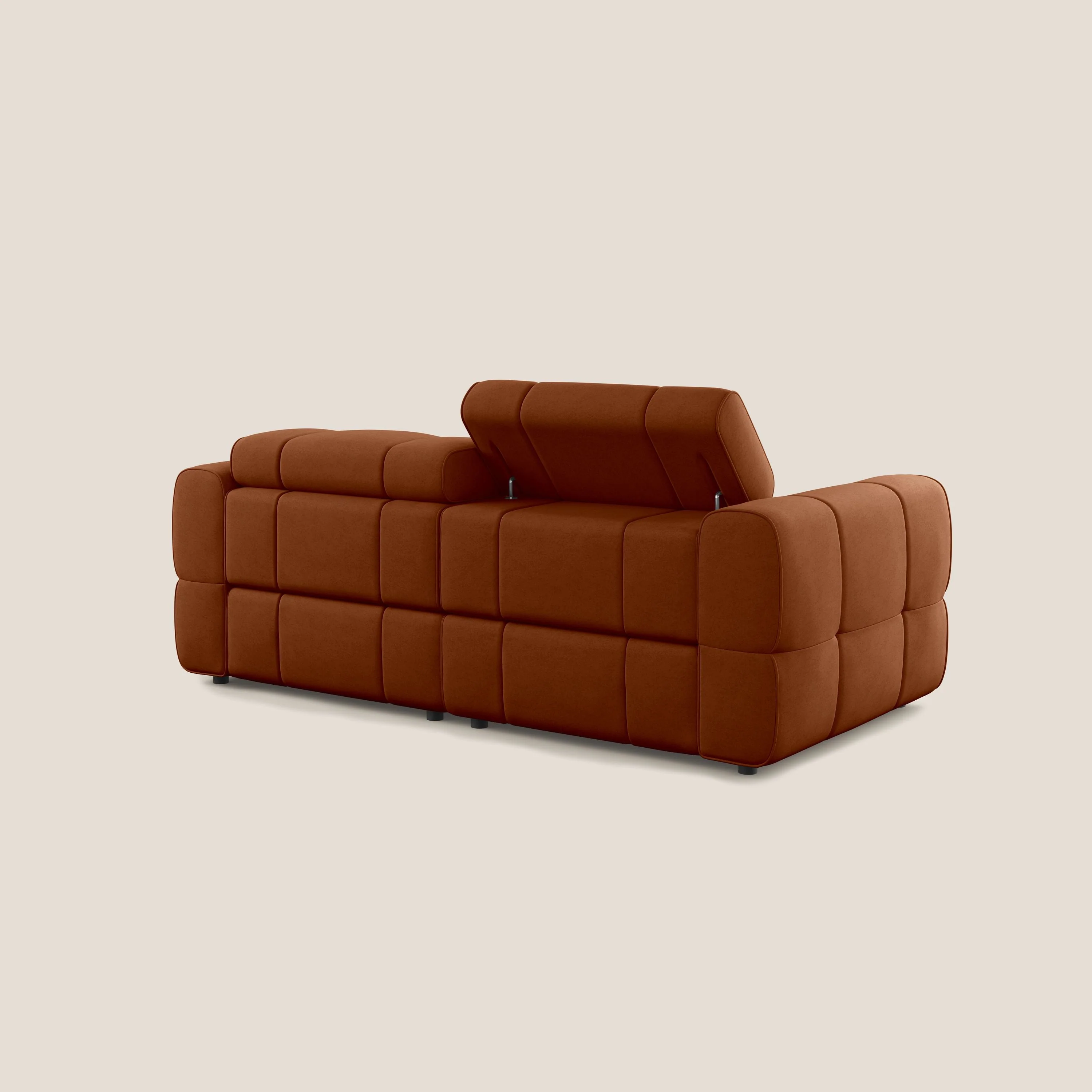 Giotto Canapé modulaire avec option relax électrique en microfibre imperméable effet velours T09 rouille - Image 5