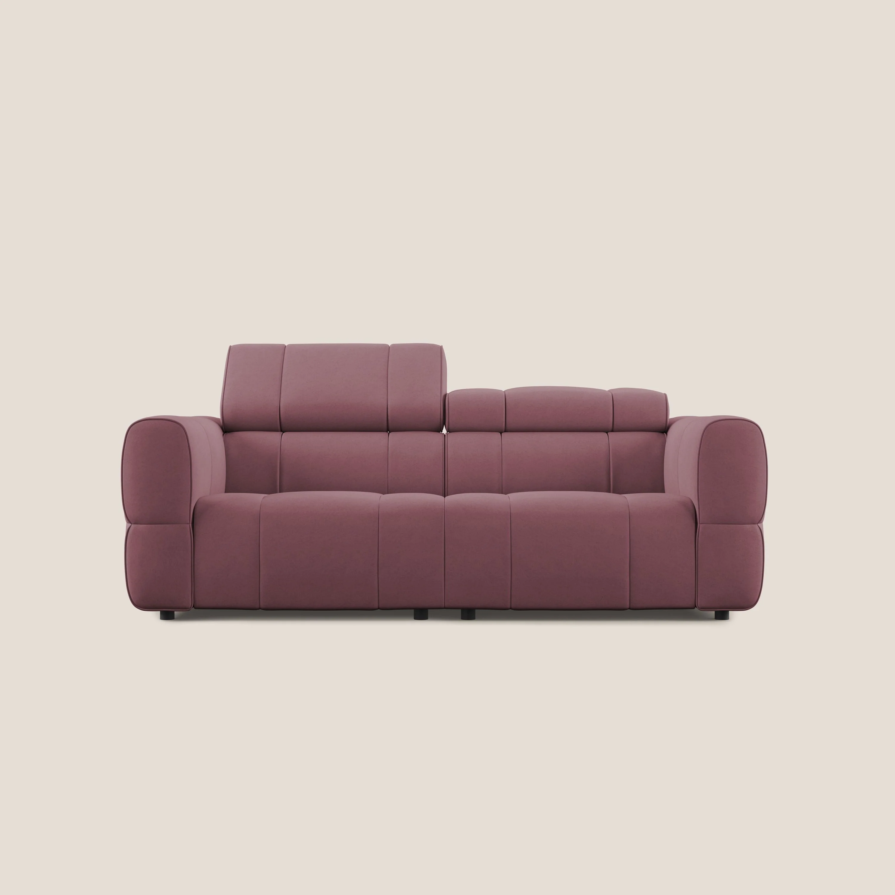 Giotto Canapé modulaire avec option relax électrique en microfibre imperméable effet velours T09 saumon