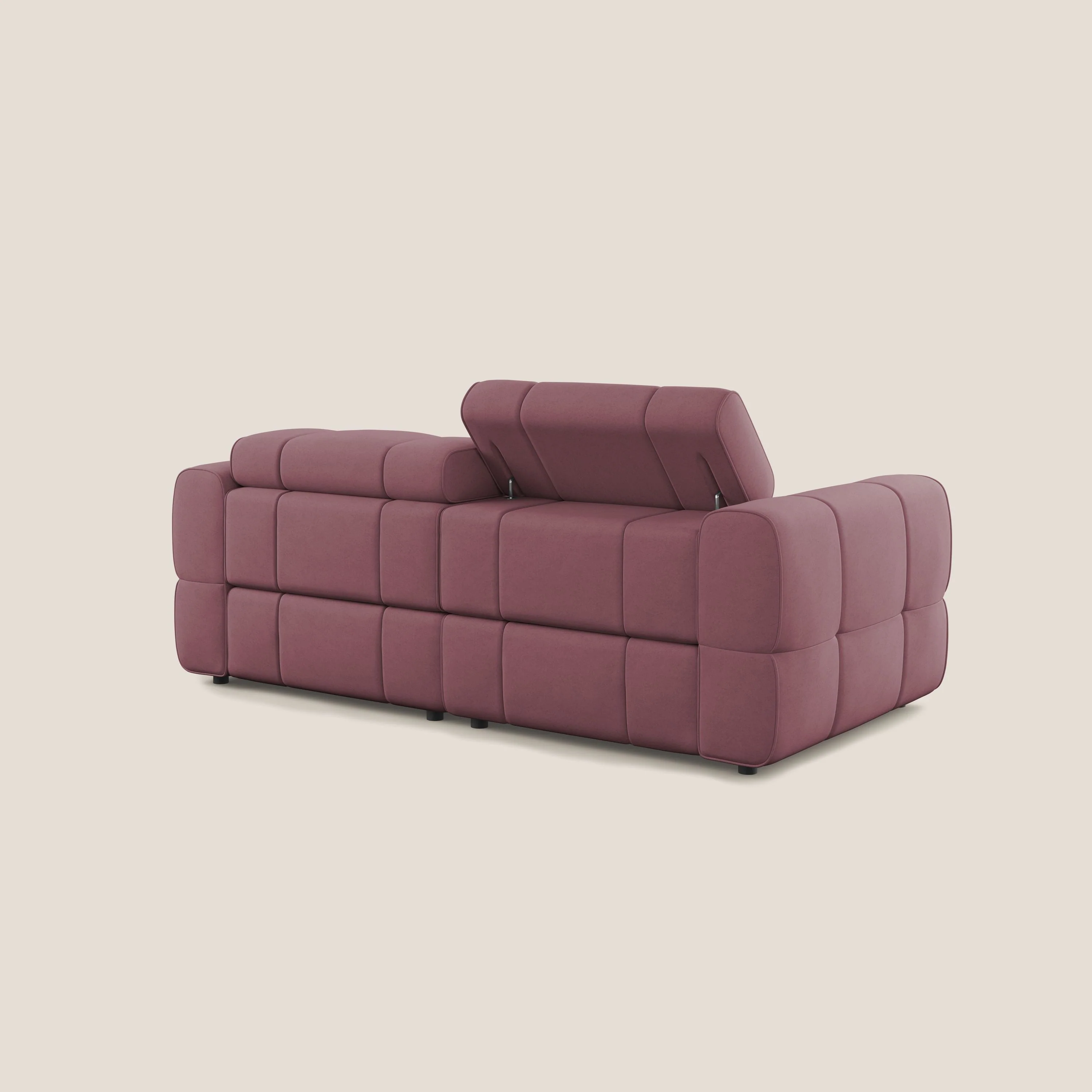 Giotto Canapé modulaire avec option relax électrique en microfibre imperméable effet velours T09 saumon - Image 5
