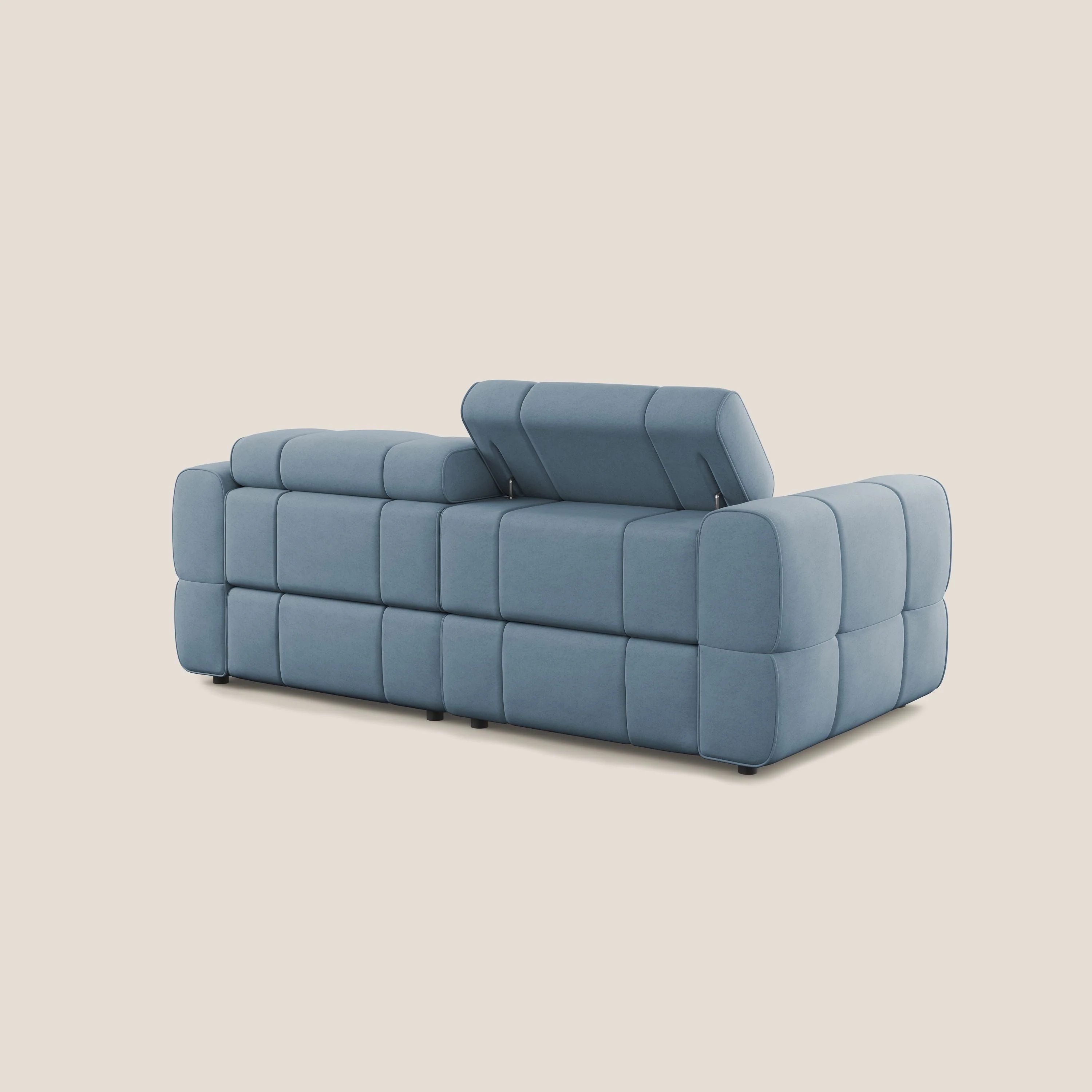 Giotto Canapé modulaire avec option relax électrique en microfibre imperméable effet velours T09 sucre glace - Image 5