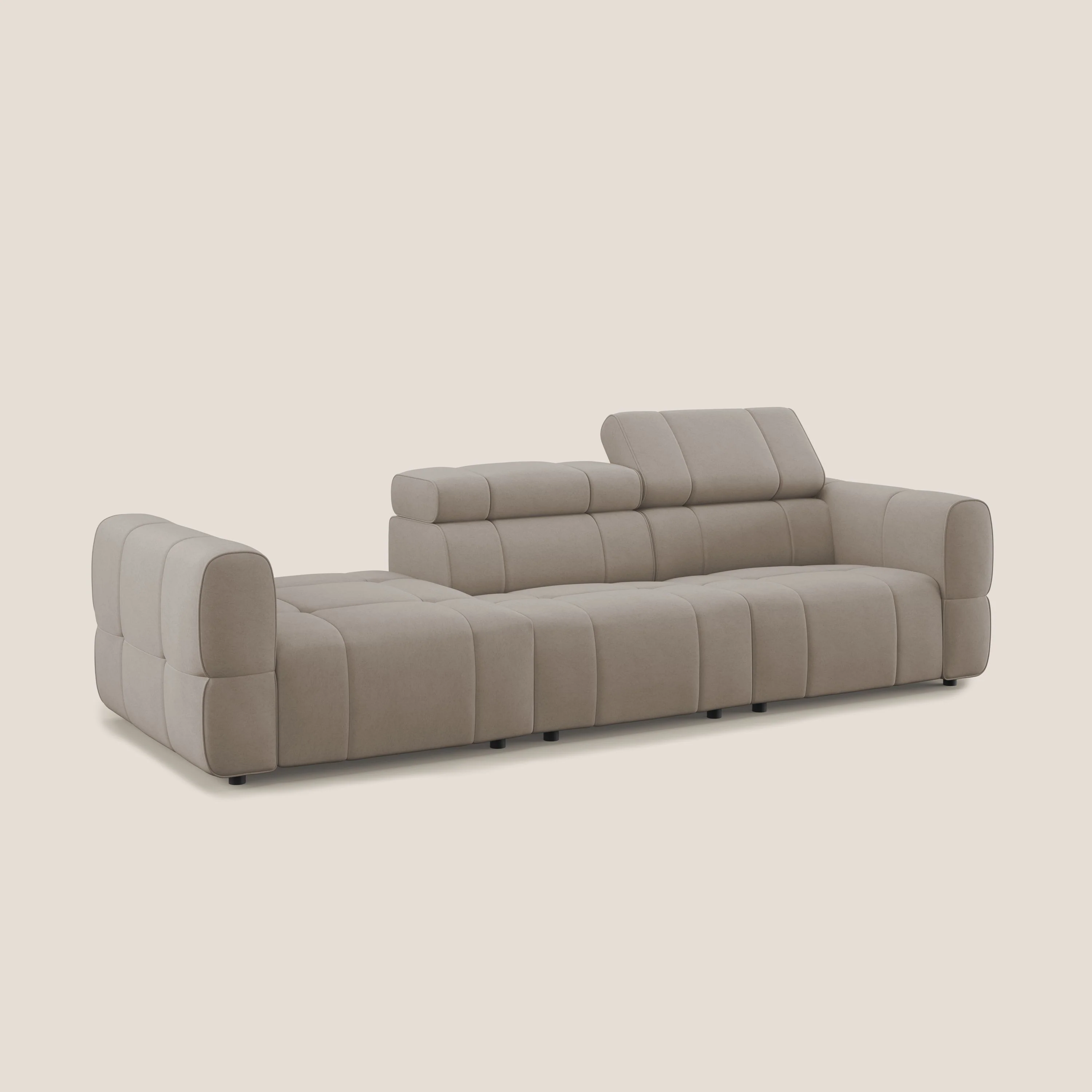 Giotto Canapé terminal avec option relax électrique en microfibre imperméable effet velours  T09 Taupe tortora - Image 4