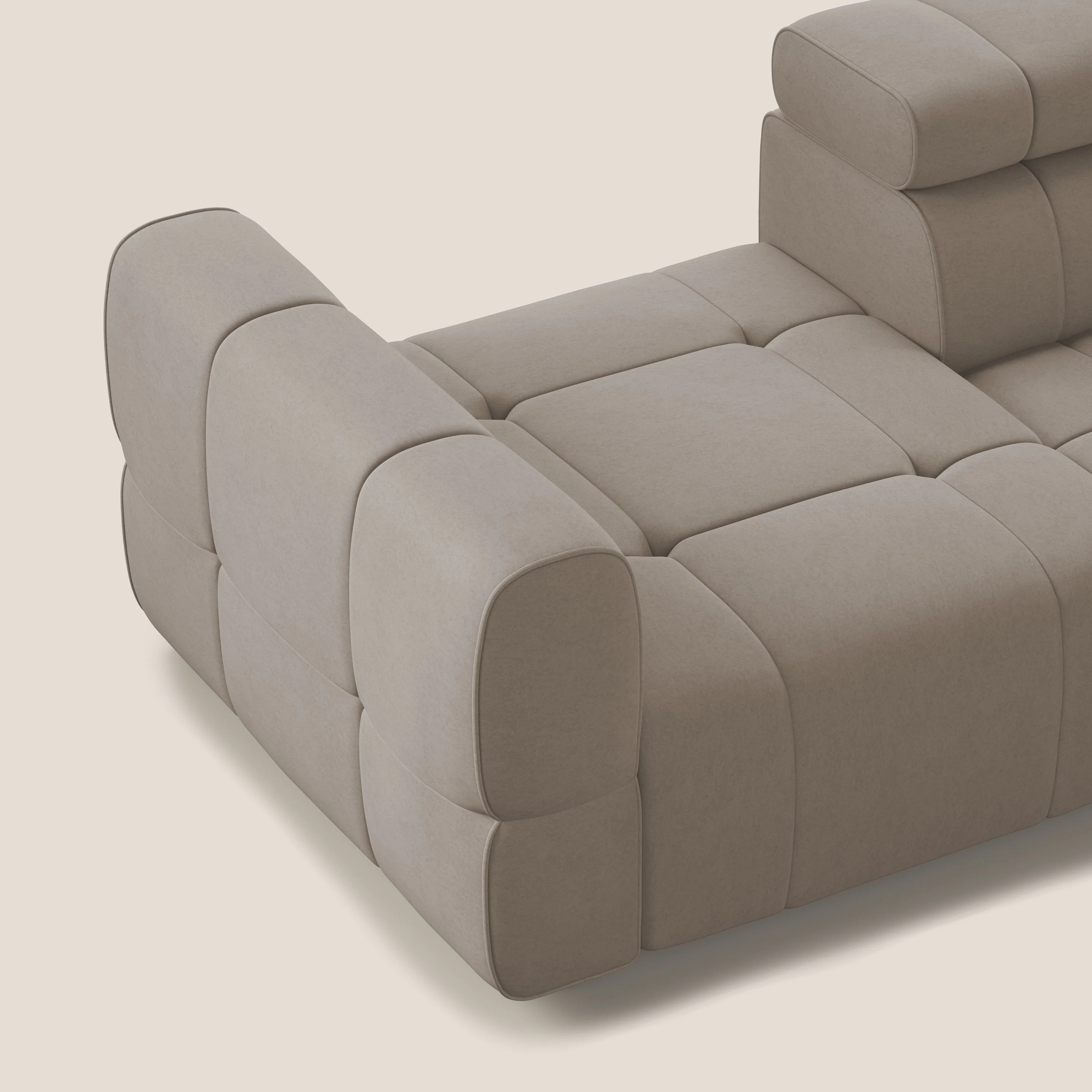 Giotto Canapé terminal avec option relax électrique en microfibre imperméable effet velours  T09 Taupe tortora - Image 7