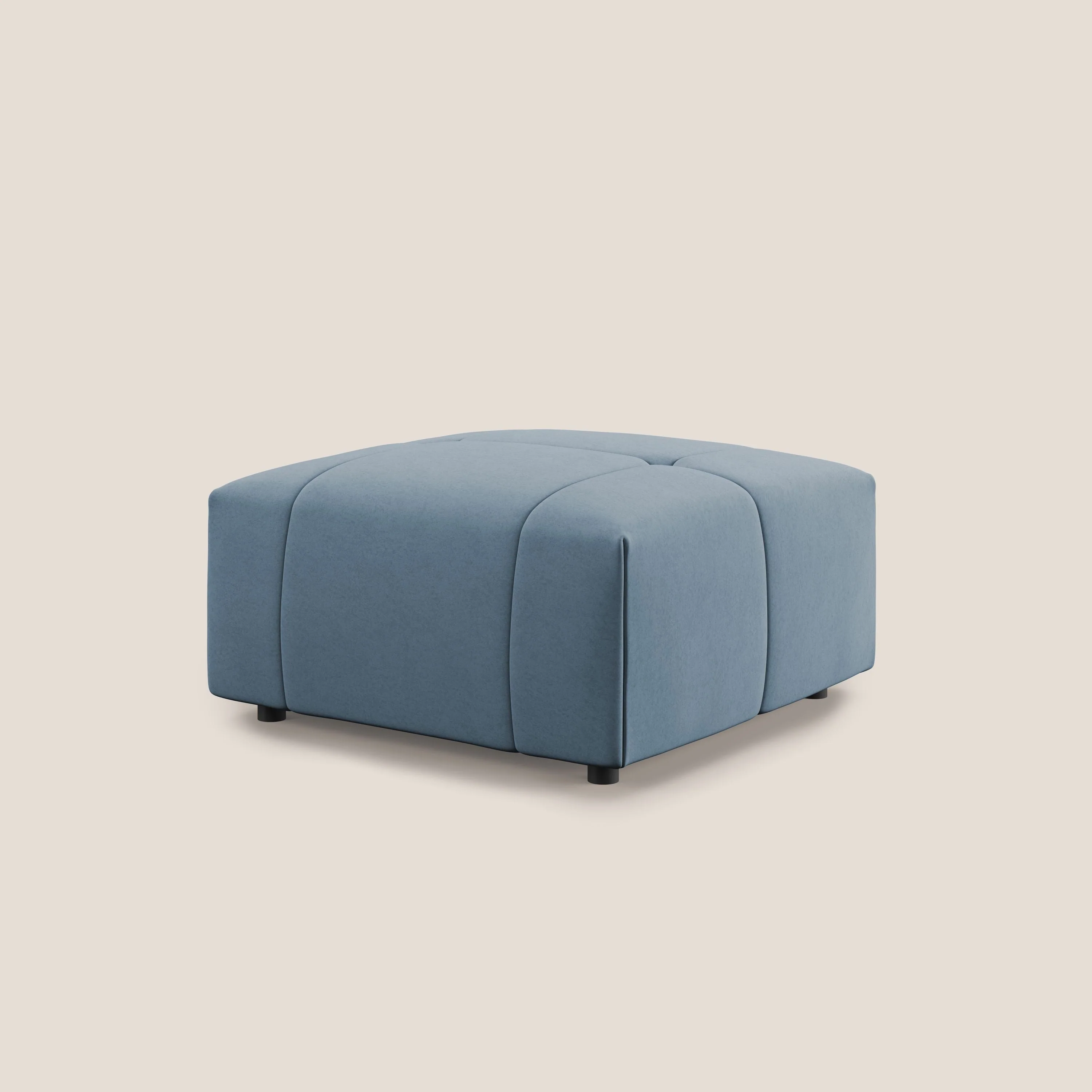 Giotto pouf en velours doux et imperméable T09 bleu gris - Image 4