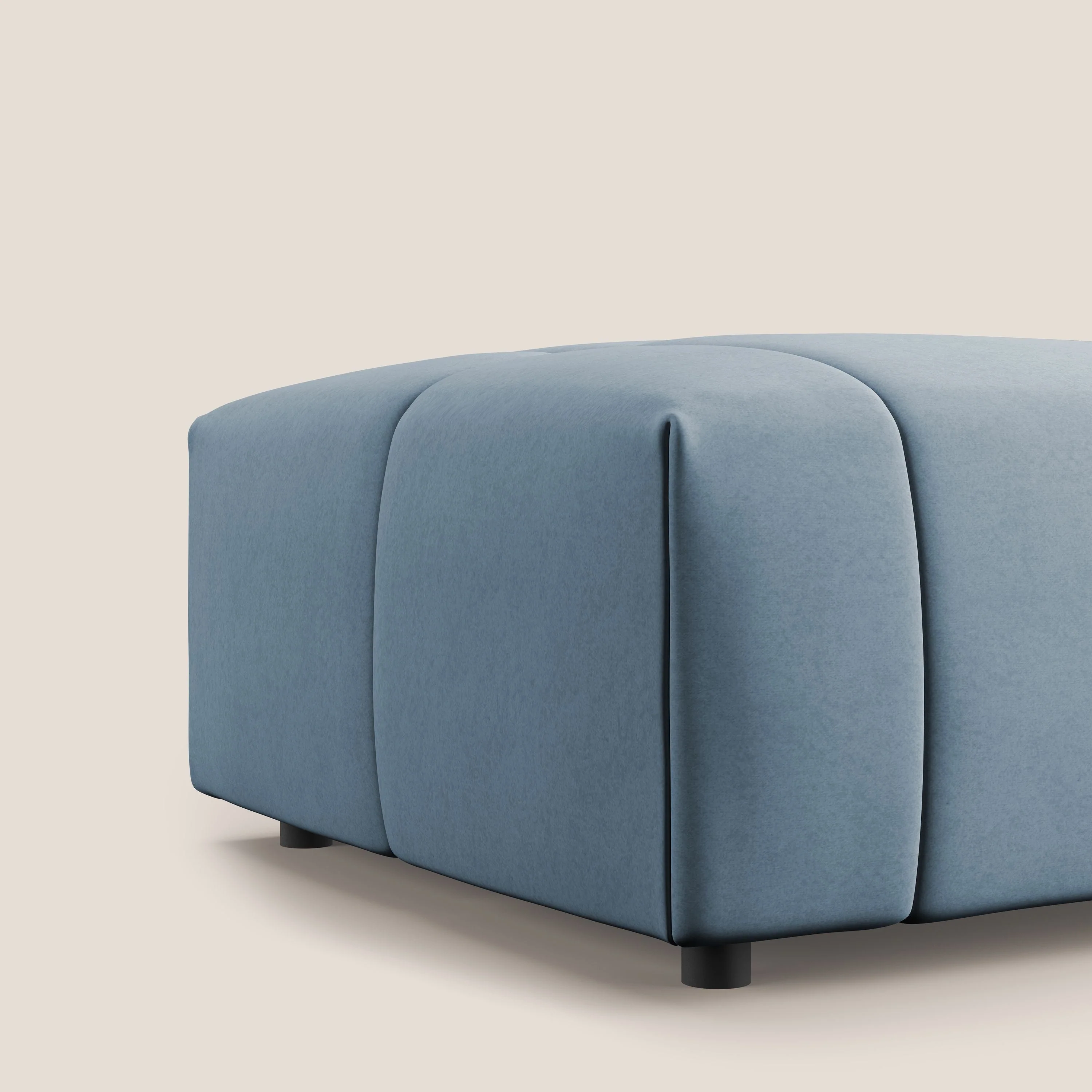 Giotto pouf en velours doux et imperméable T09 bleu gris - Image 5