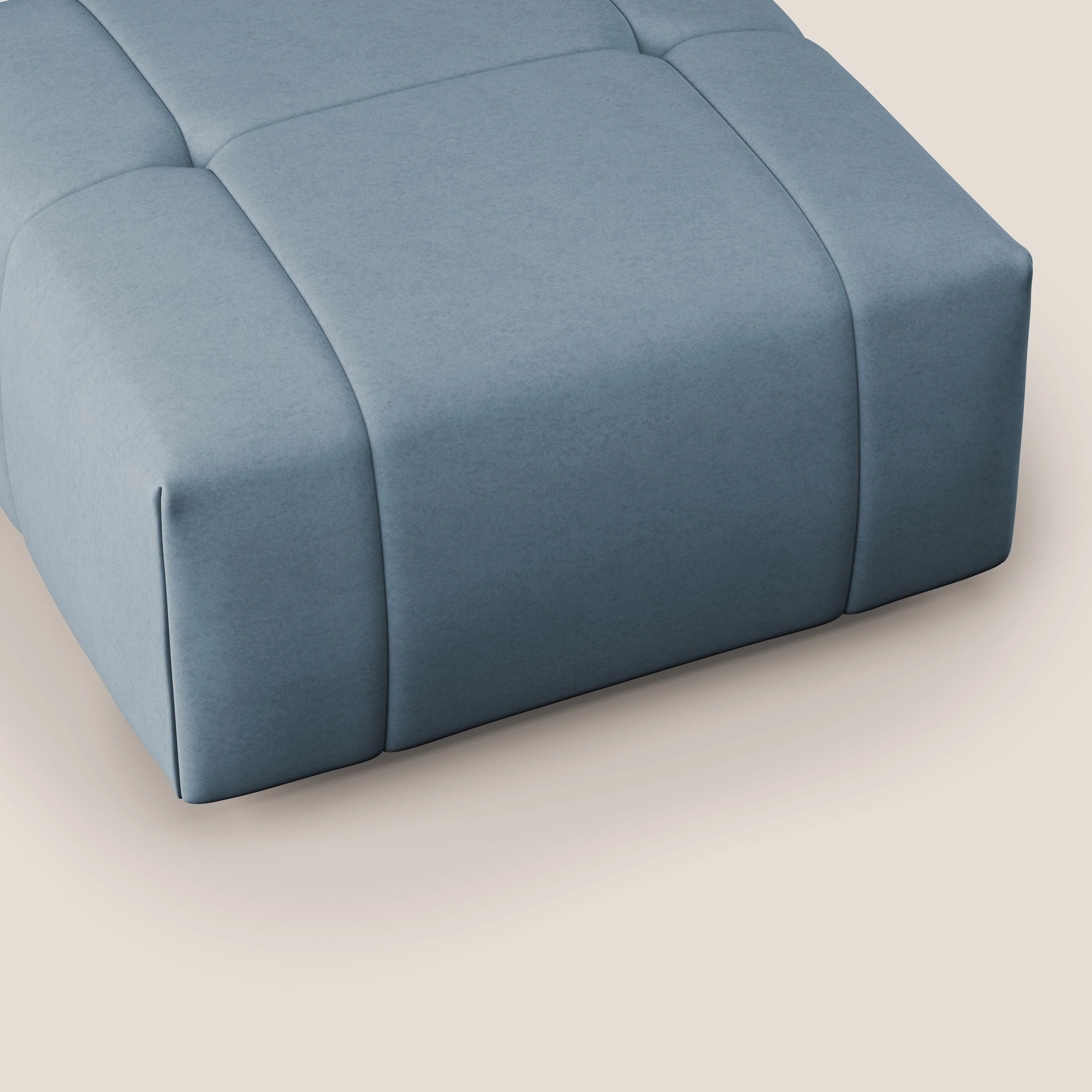 Giotto pouf en velours doux et imperméable T09 bleu gris - Image 6