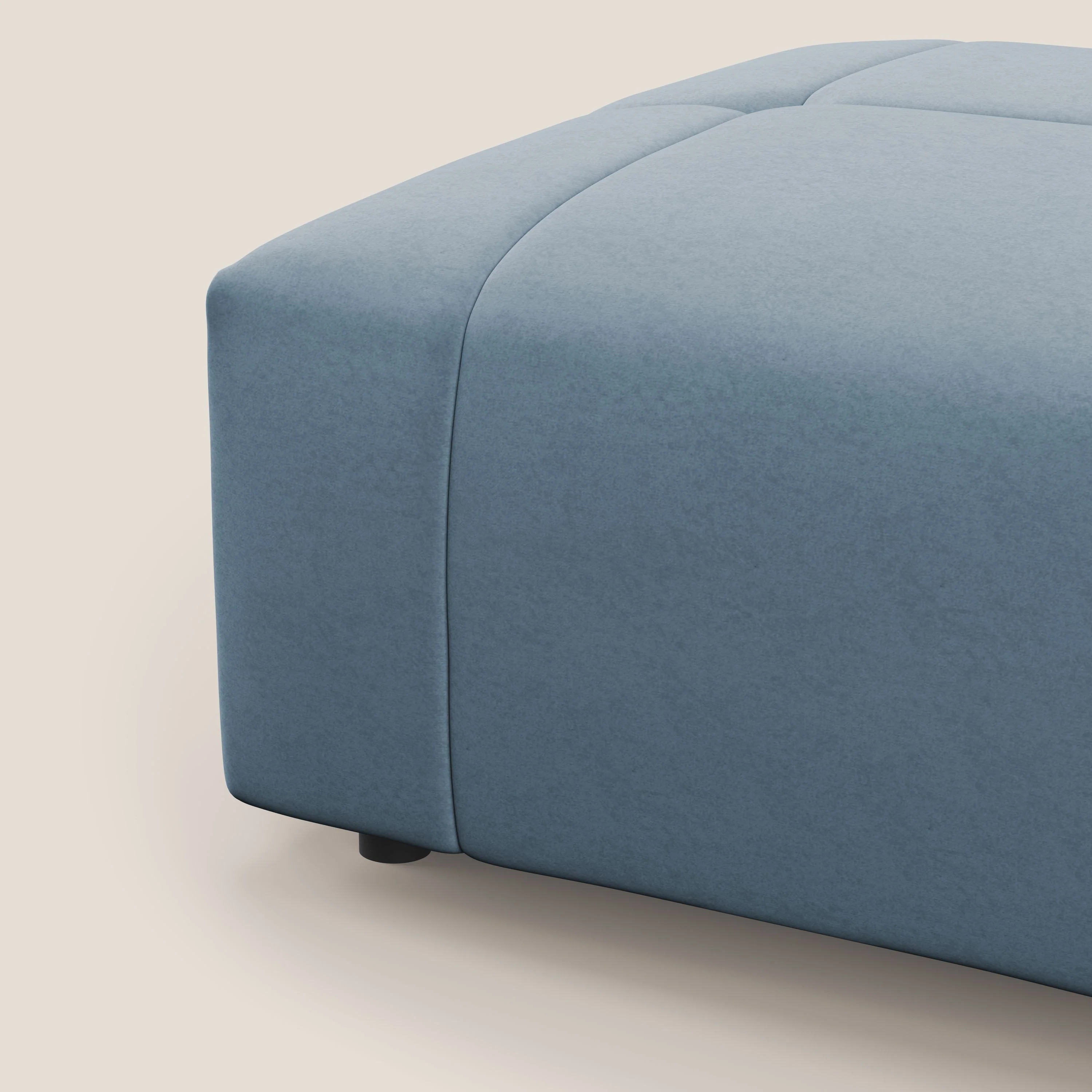 Giotto pouf en velours doux et imperméable T09 bleu gris - Image 7