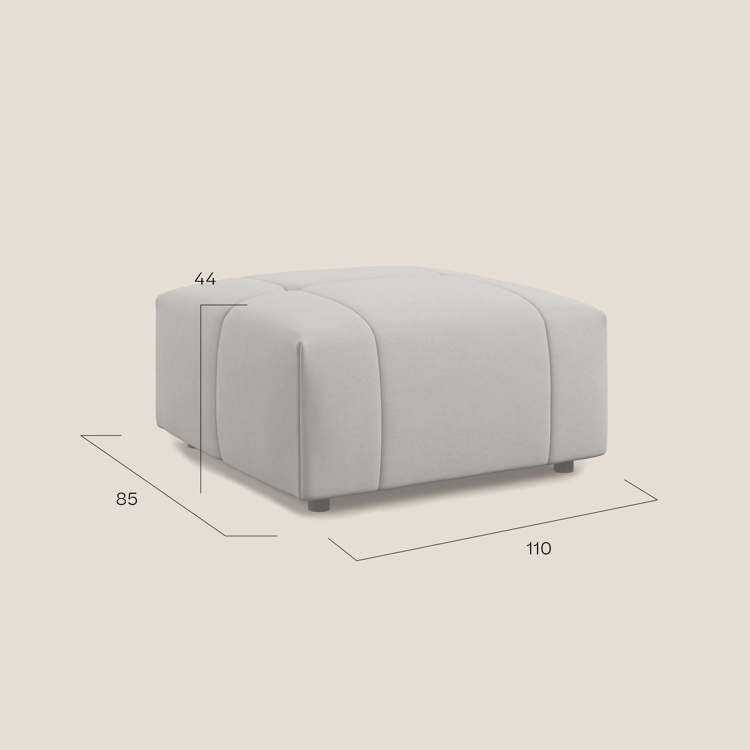 Giotto pouf en velours doux et imperméable T09 bleu gris - Image 9