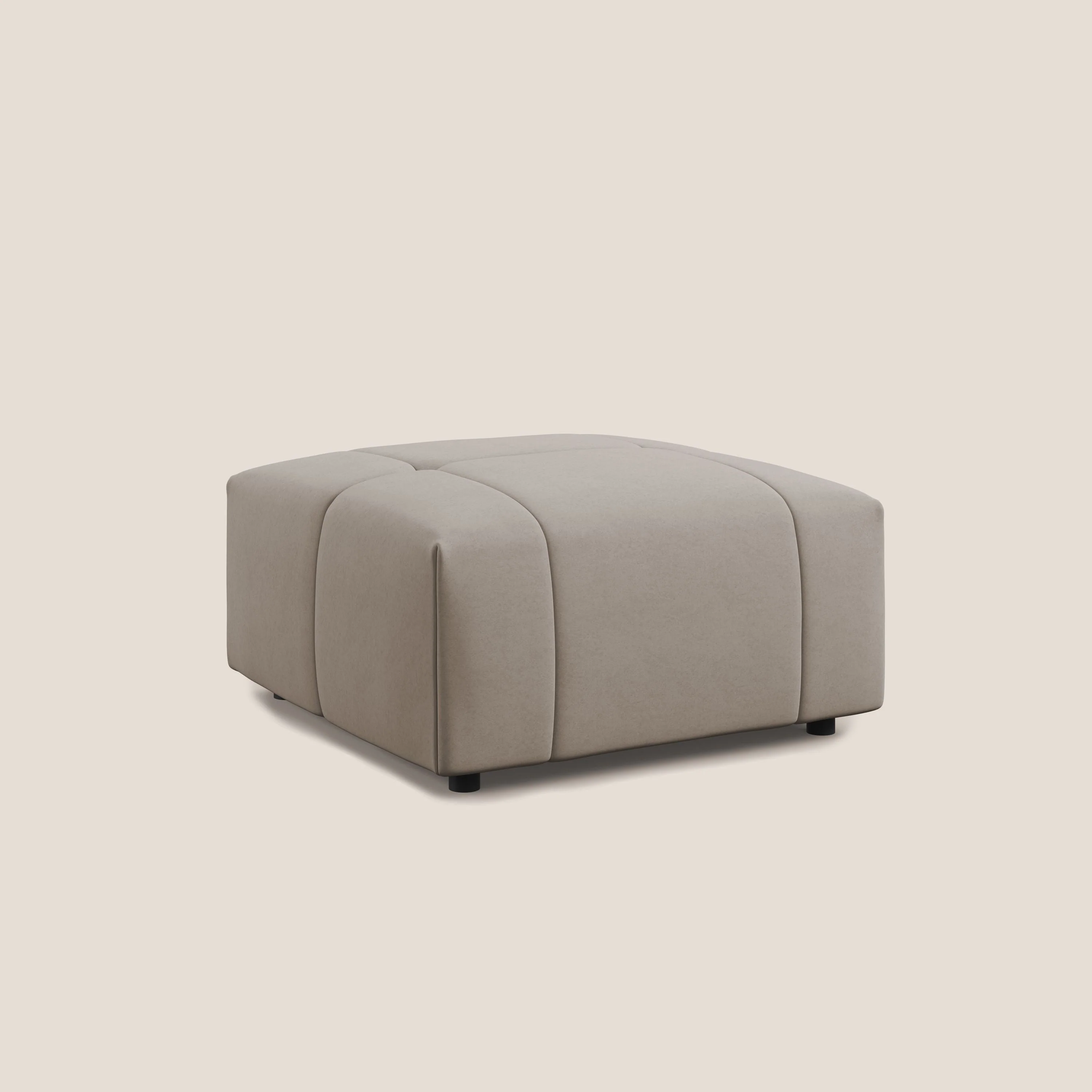 Pouf Giotto en microfibre douce effet velours imperméable et hydrofuge T09 taupe tortora - Image 2