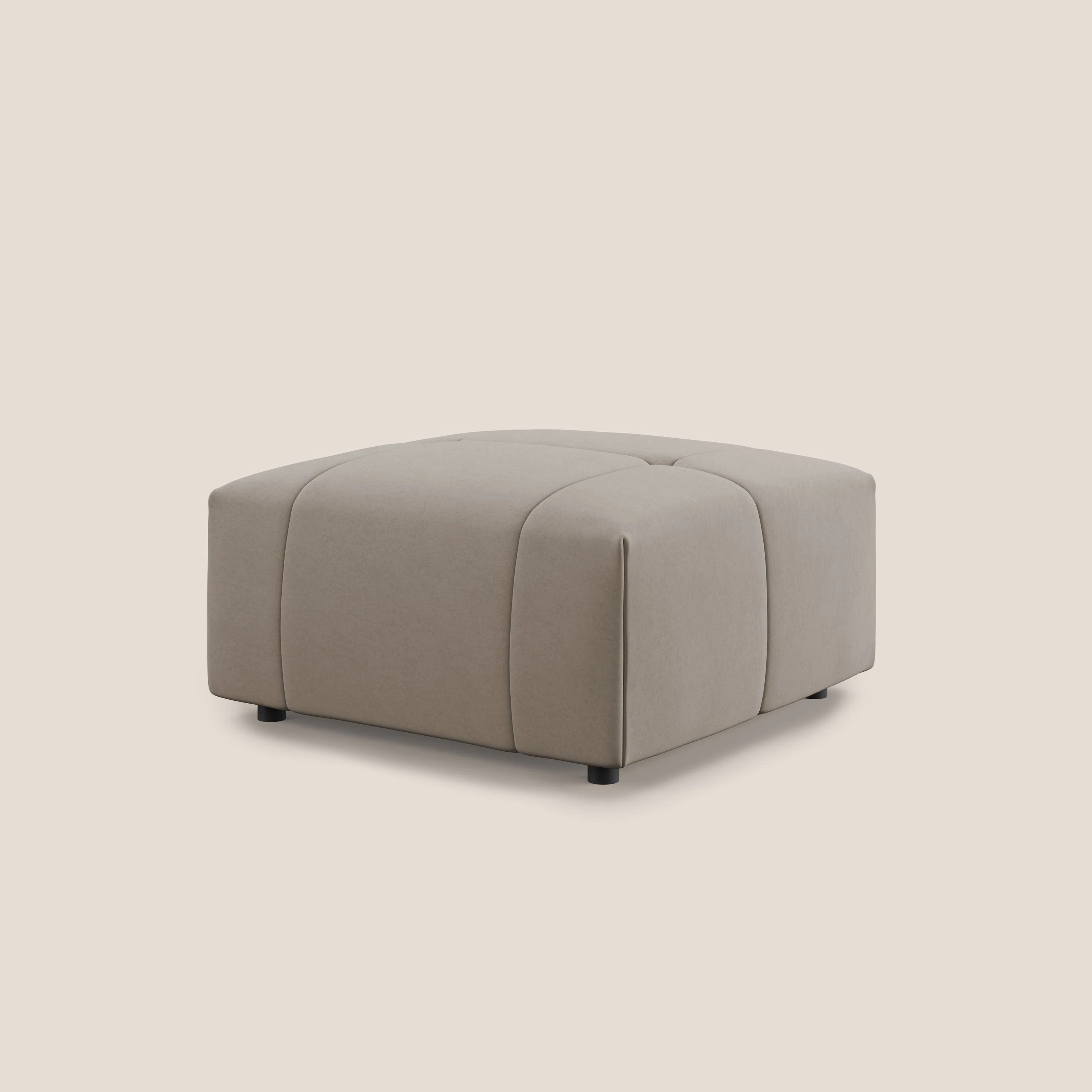Pouf Giotto en microfibre douce effet velours imperméable et hydrofuge T09 taupe tortora - Image 4