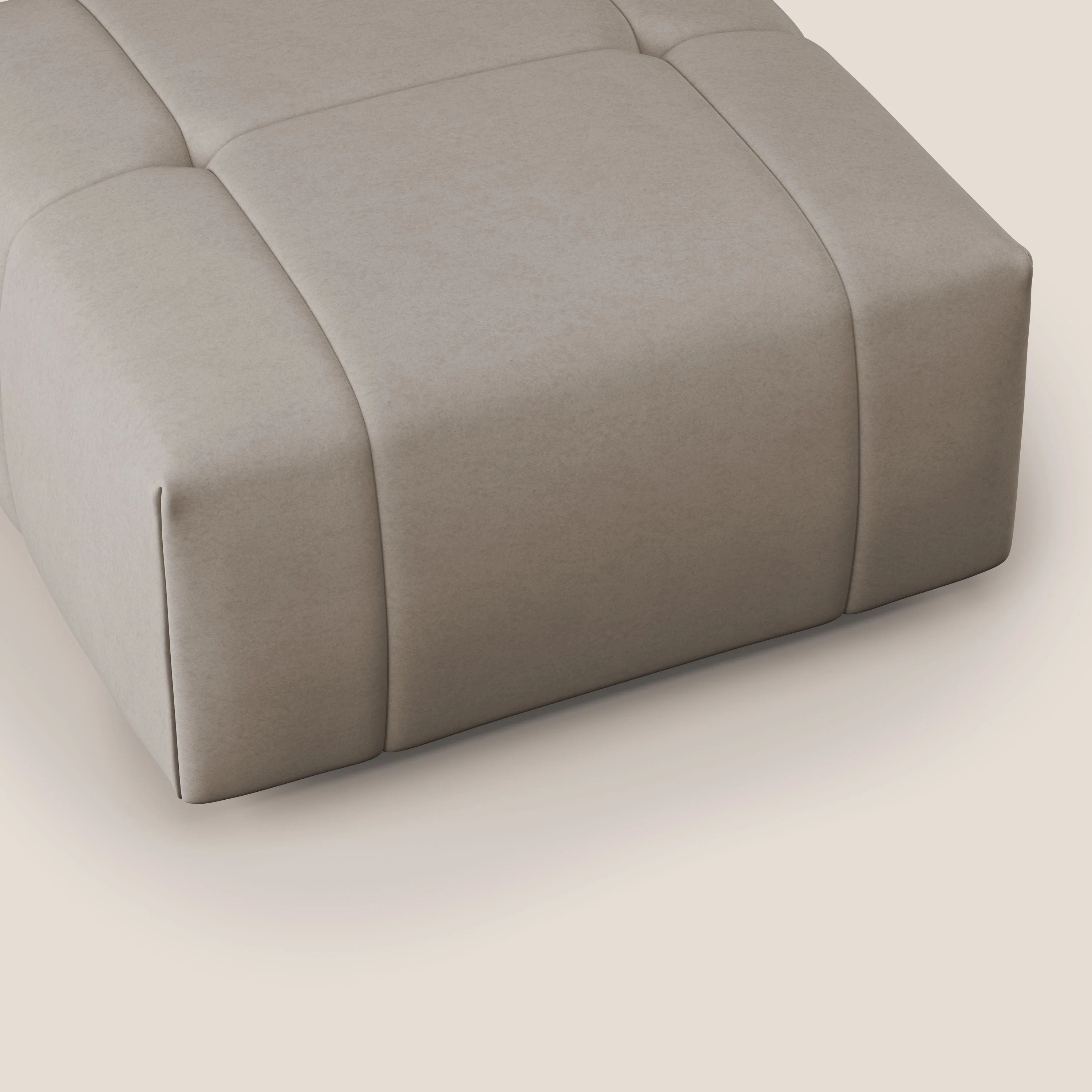 Pouf Giotto en microfibre douce effet velours imperméable et hydrofuge T09 taupe tortora - Image 6