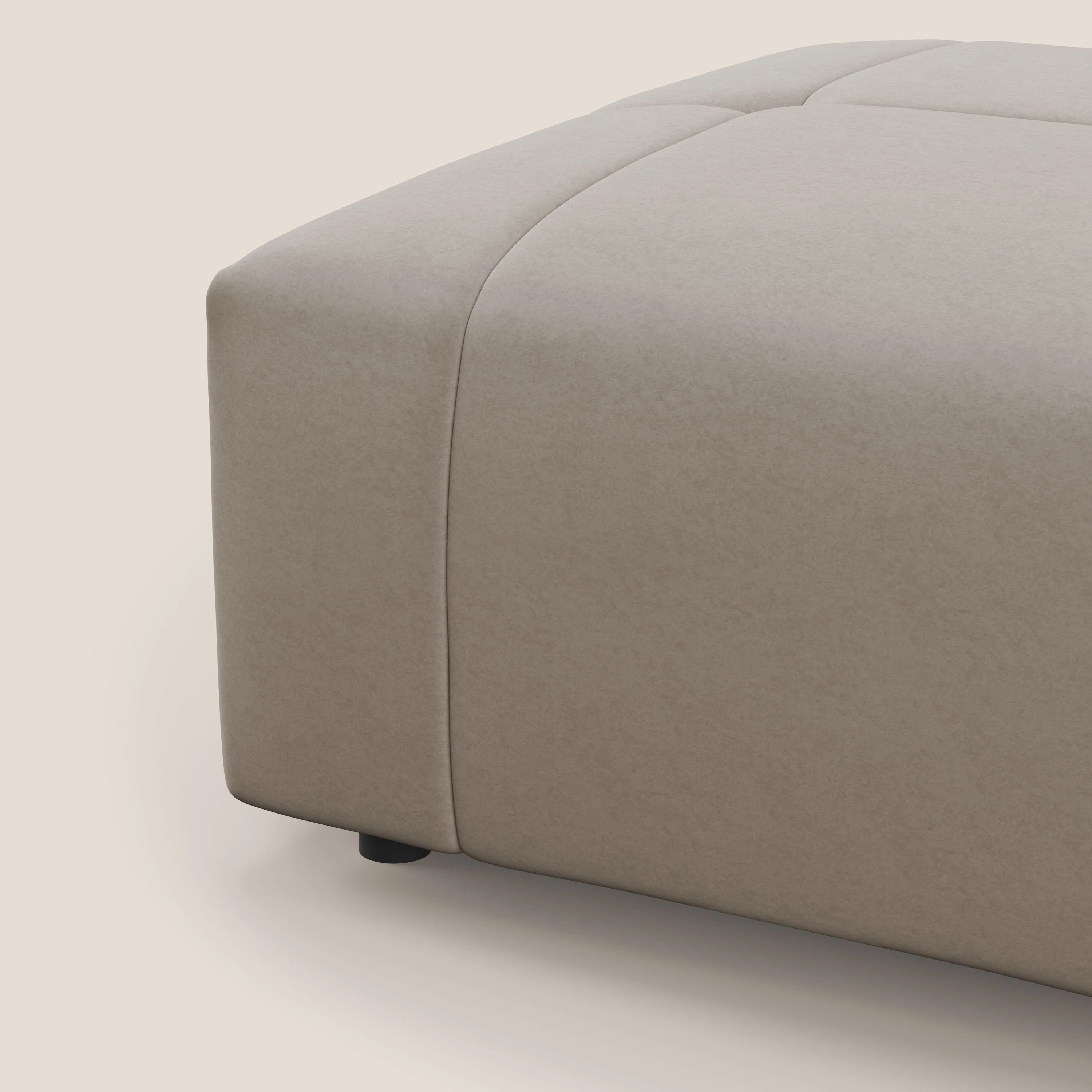 Pouf Giotto en microfibre douce effet velours imperméable et hydrofuge T09 taupe tortora - Image 7