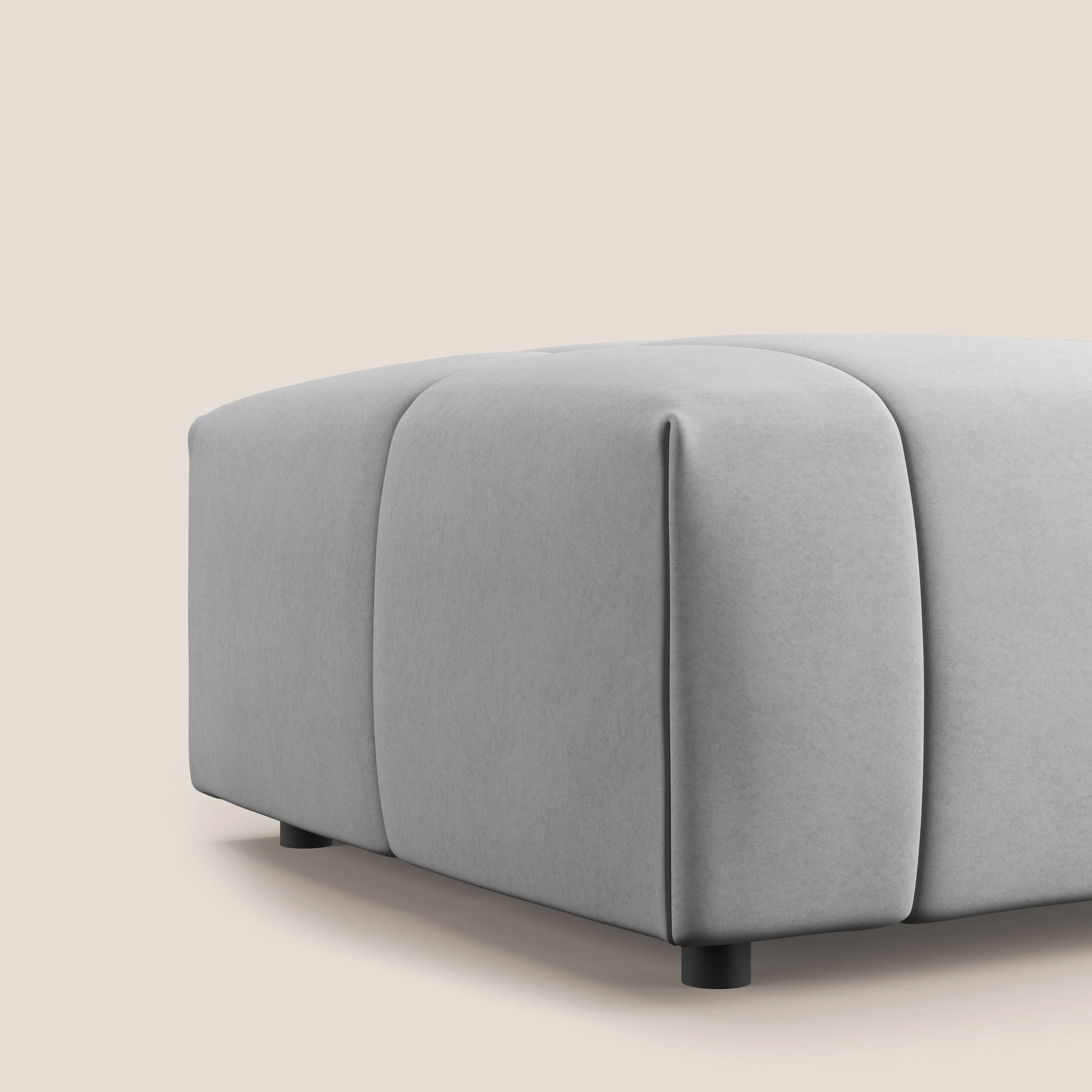 Giotto pouf en velours doux et imperméable T09 gris clair - Image 5