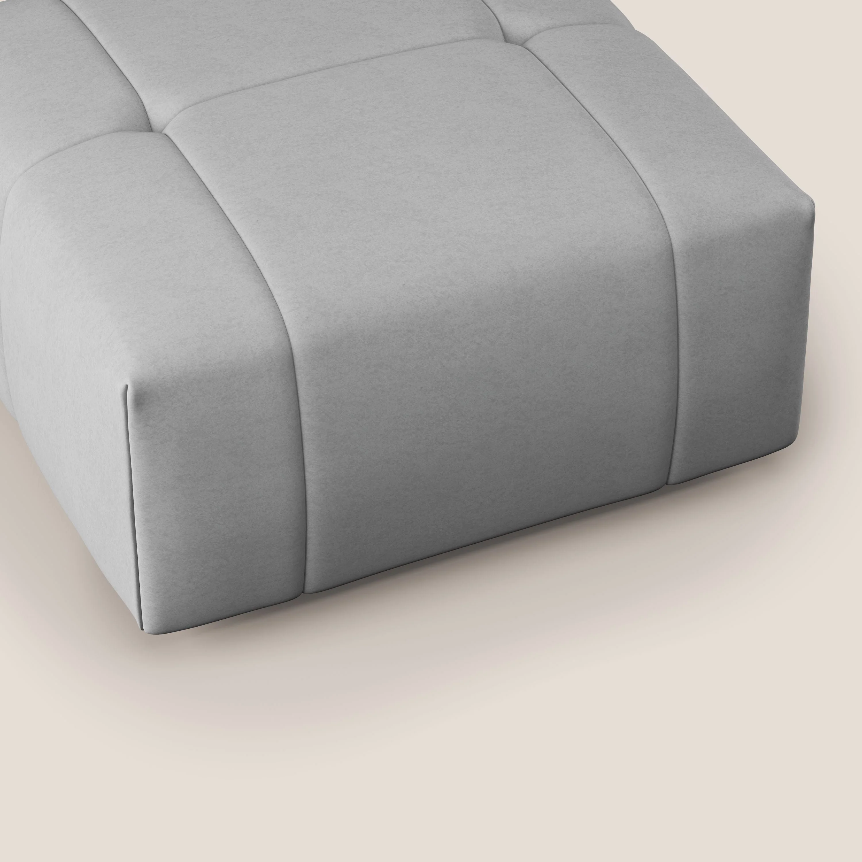 Giotto pouf en velours doux et imperméable T09 gris clair - Image 6