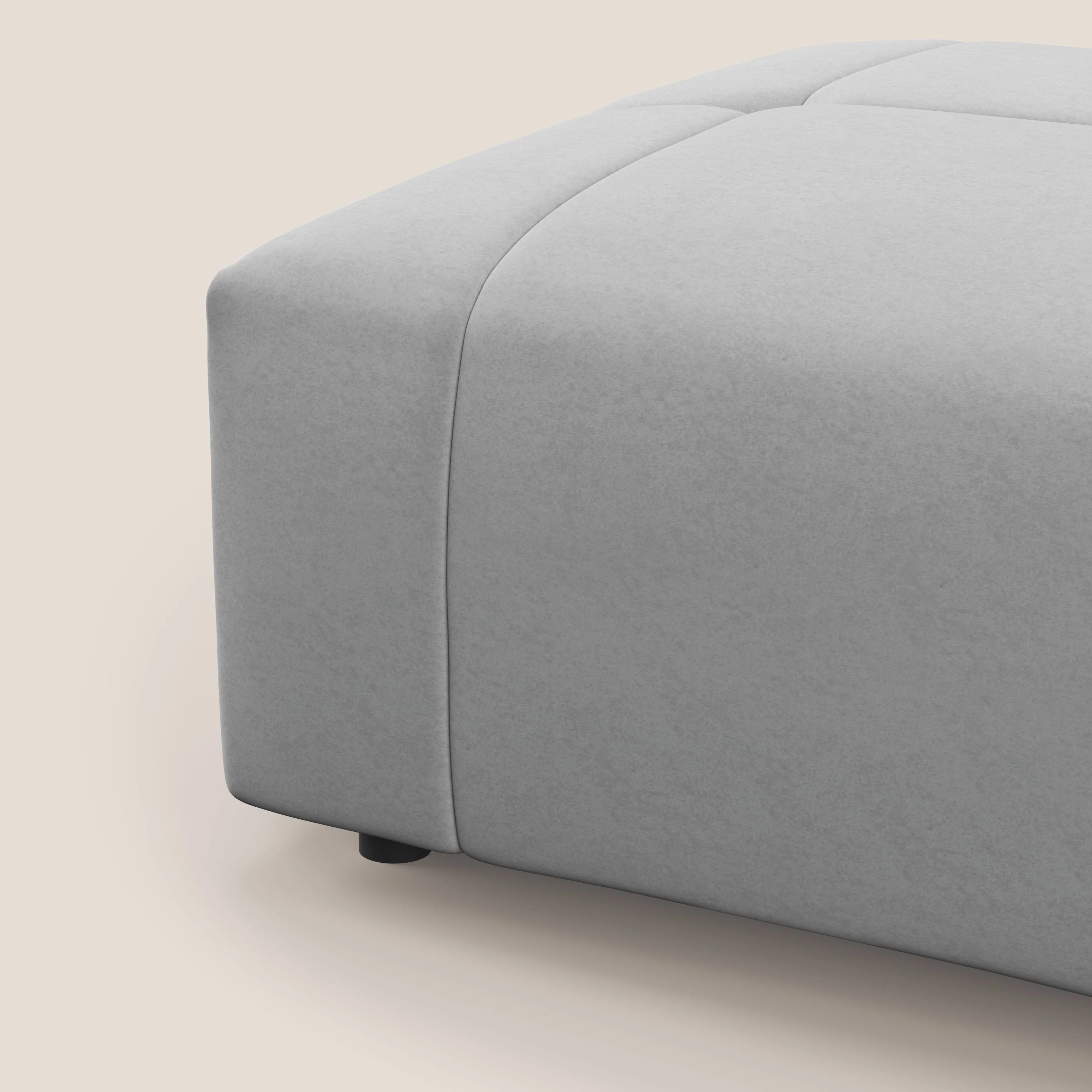 Giotto pouf en velours doux et imperméable T09 gris clair - Image 7