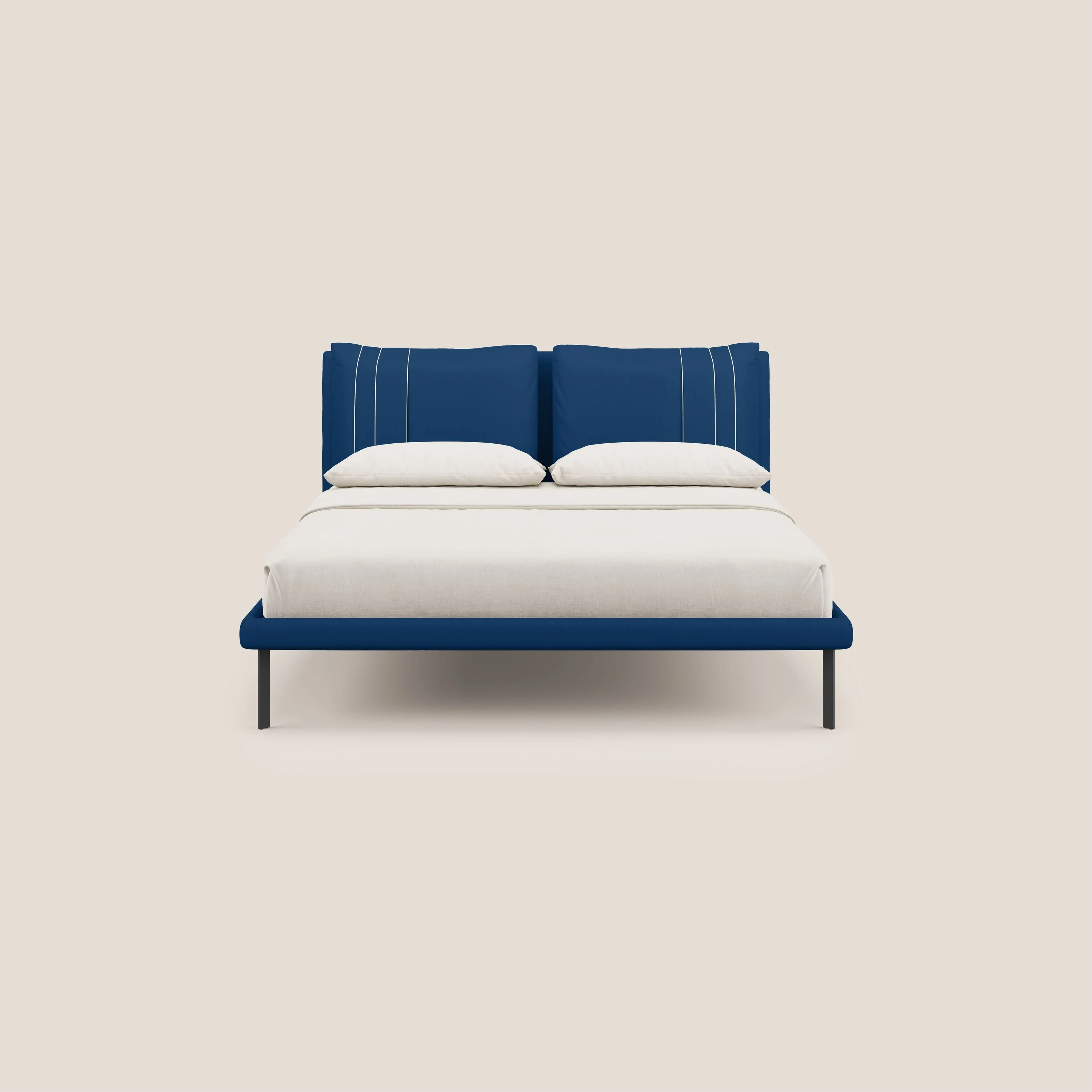 Giselle lit moderne avec coussins tête de lit réglables avec poches en microfibre imperméable T11 bleu - Image 2